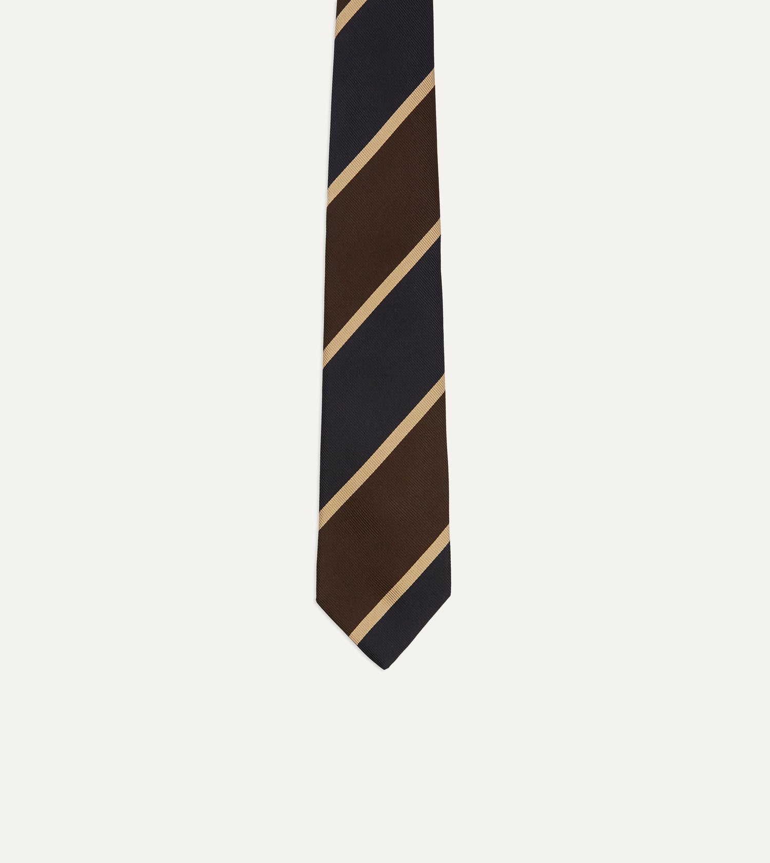 Black, Brown and Gold Stripe Tipped Repp Silk Tie