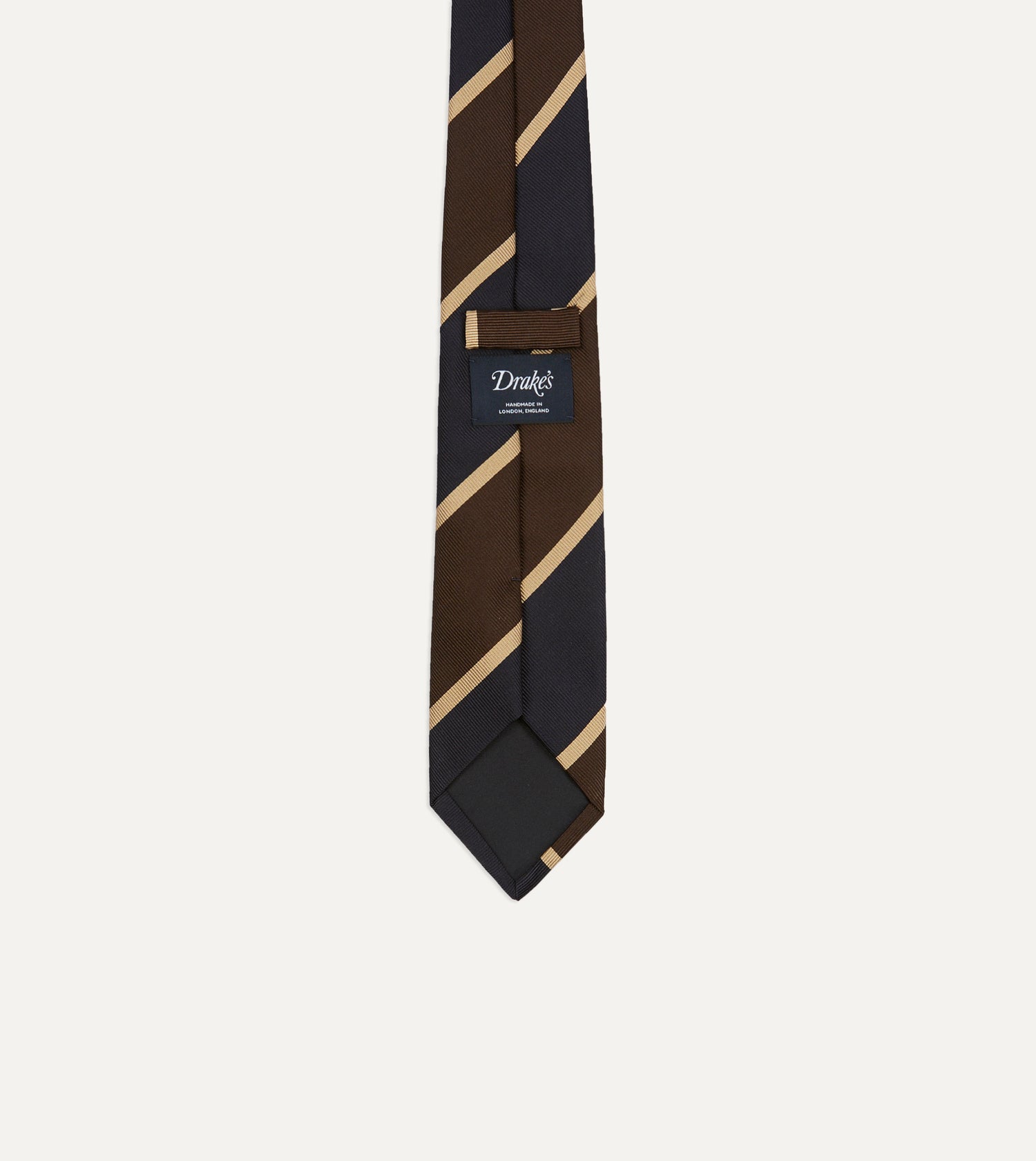 Black, Brown and Gold Stripe Tipped Repp Silk Tie