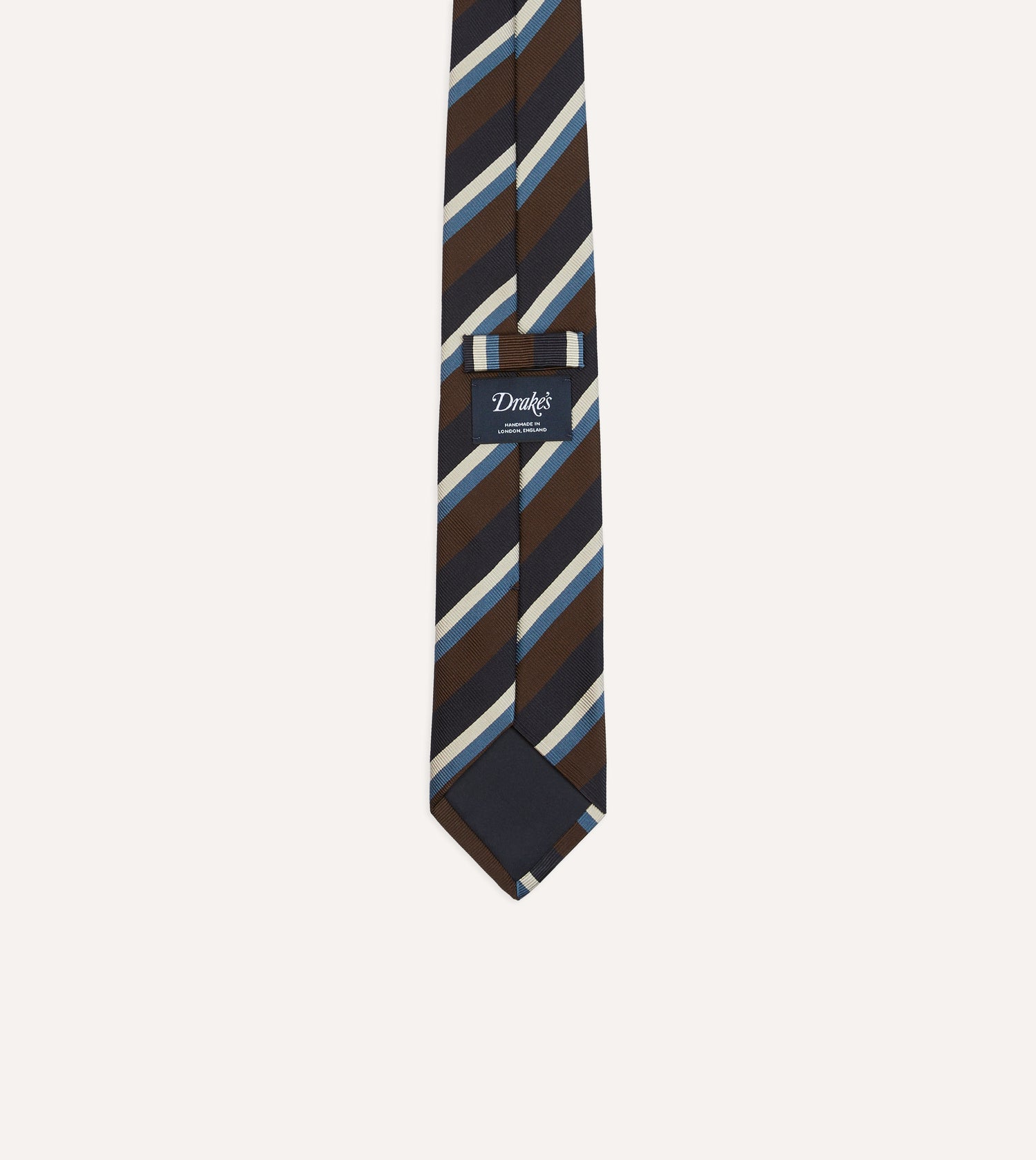 Brown, Blue and White Multi Stripe Mogador Silk Tipped Tie