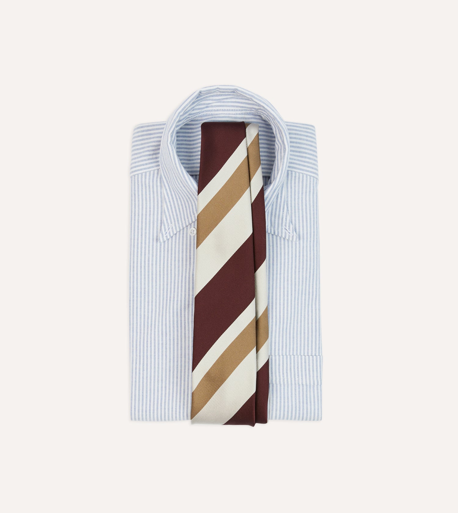 Red and Cream Broad Stripe Silk Tipped Tie