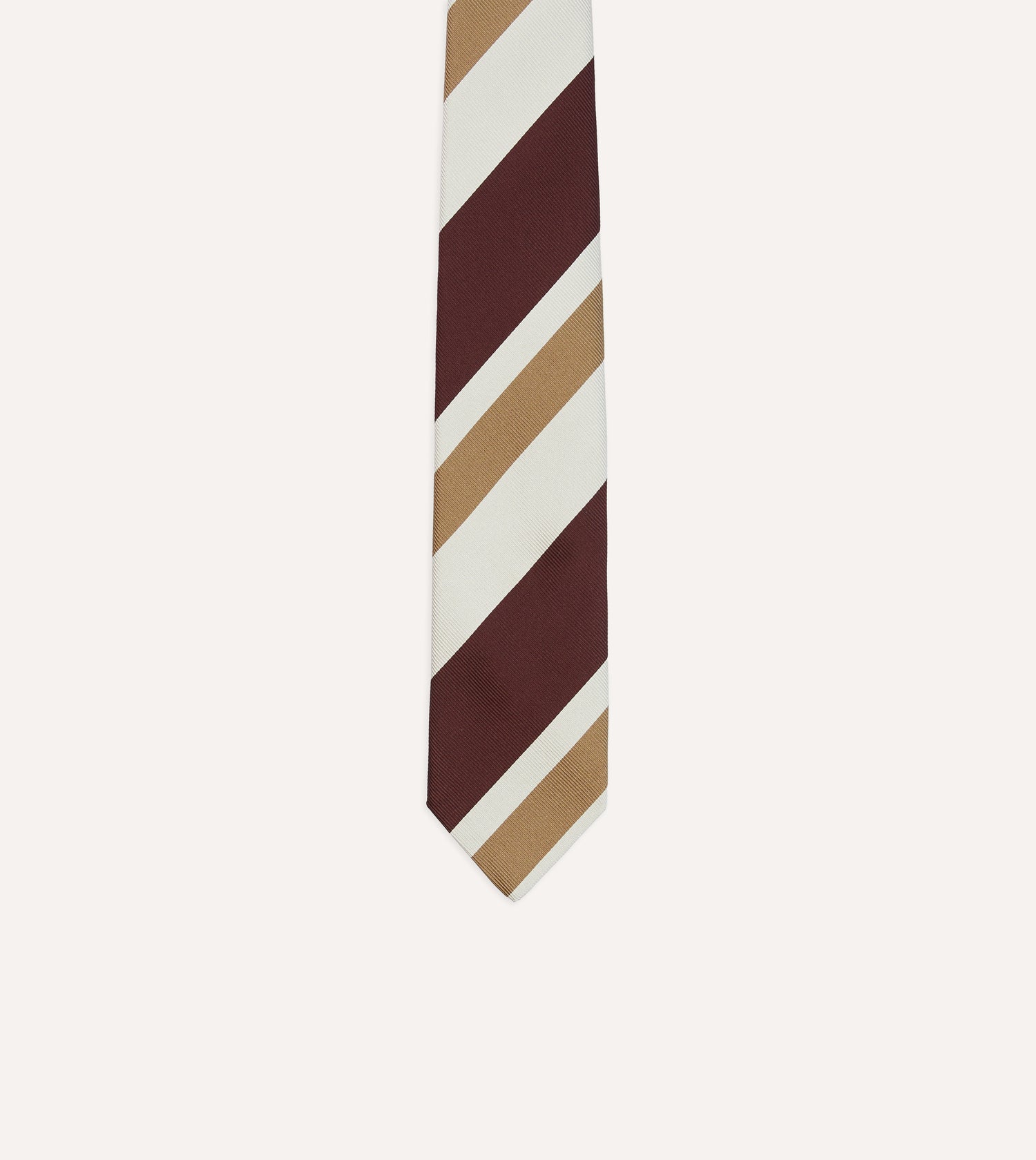 Red and Cream Broad Stripe Silk Tipped Tie