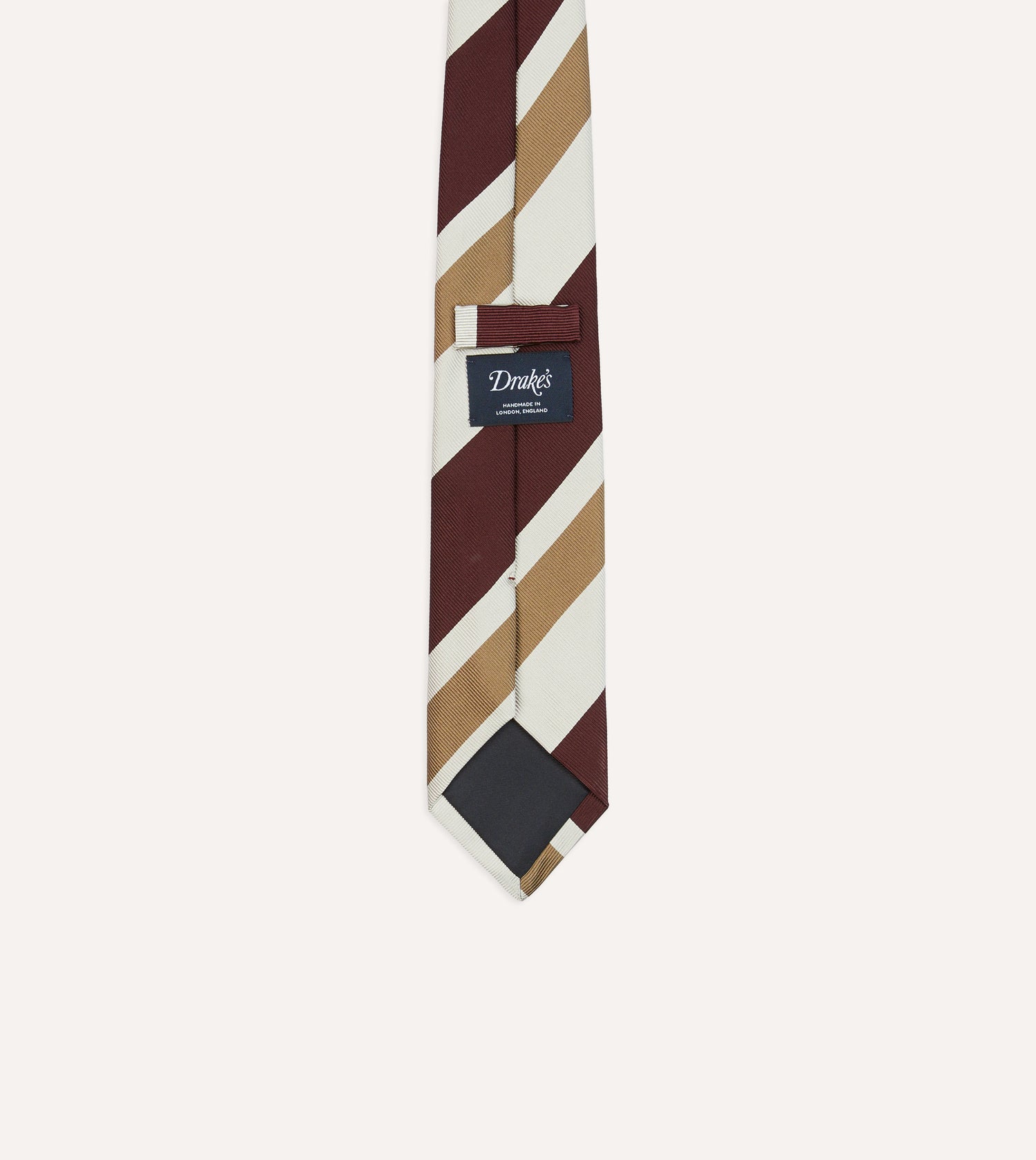 Red and Cream Broad Stripe Silk Tipped Tie