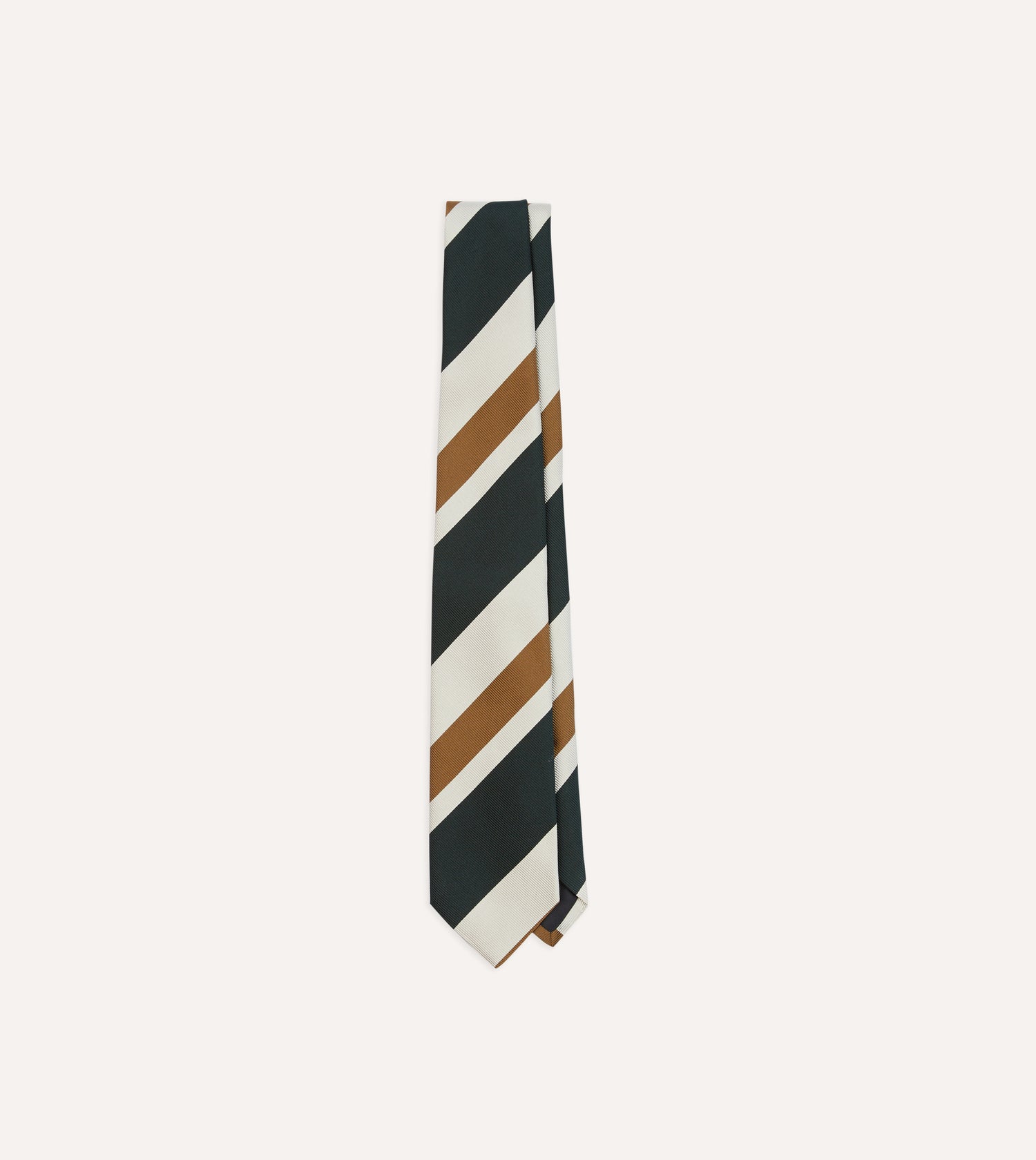 Rust and Green Broad Stripe Silk Tipped Tie