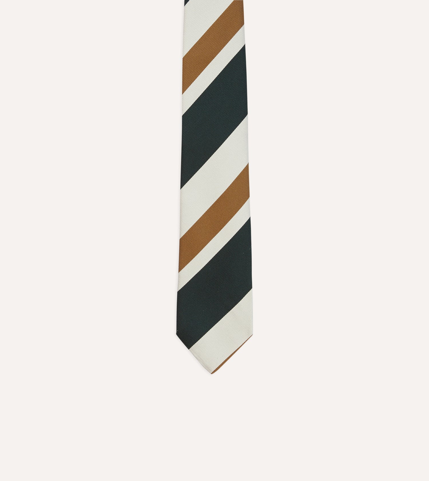 Rust and Green Broad Stripe Silk Tipped Tie