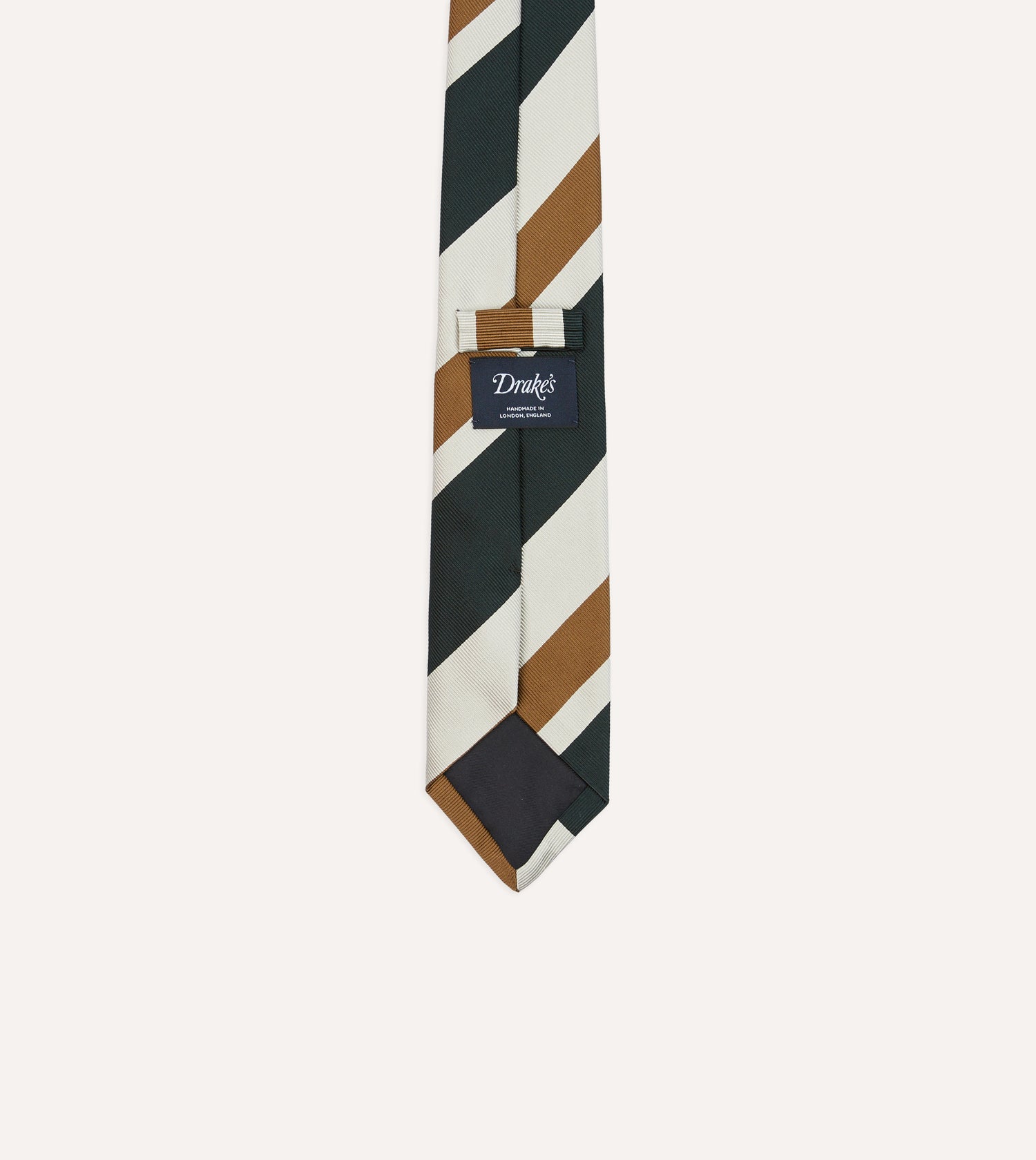 Rust and Green Broad Stripe Silk Tipped Tie