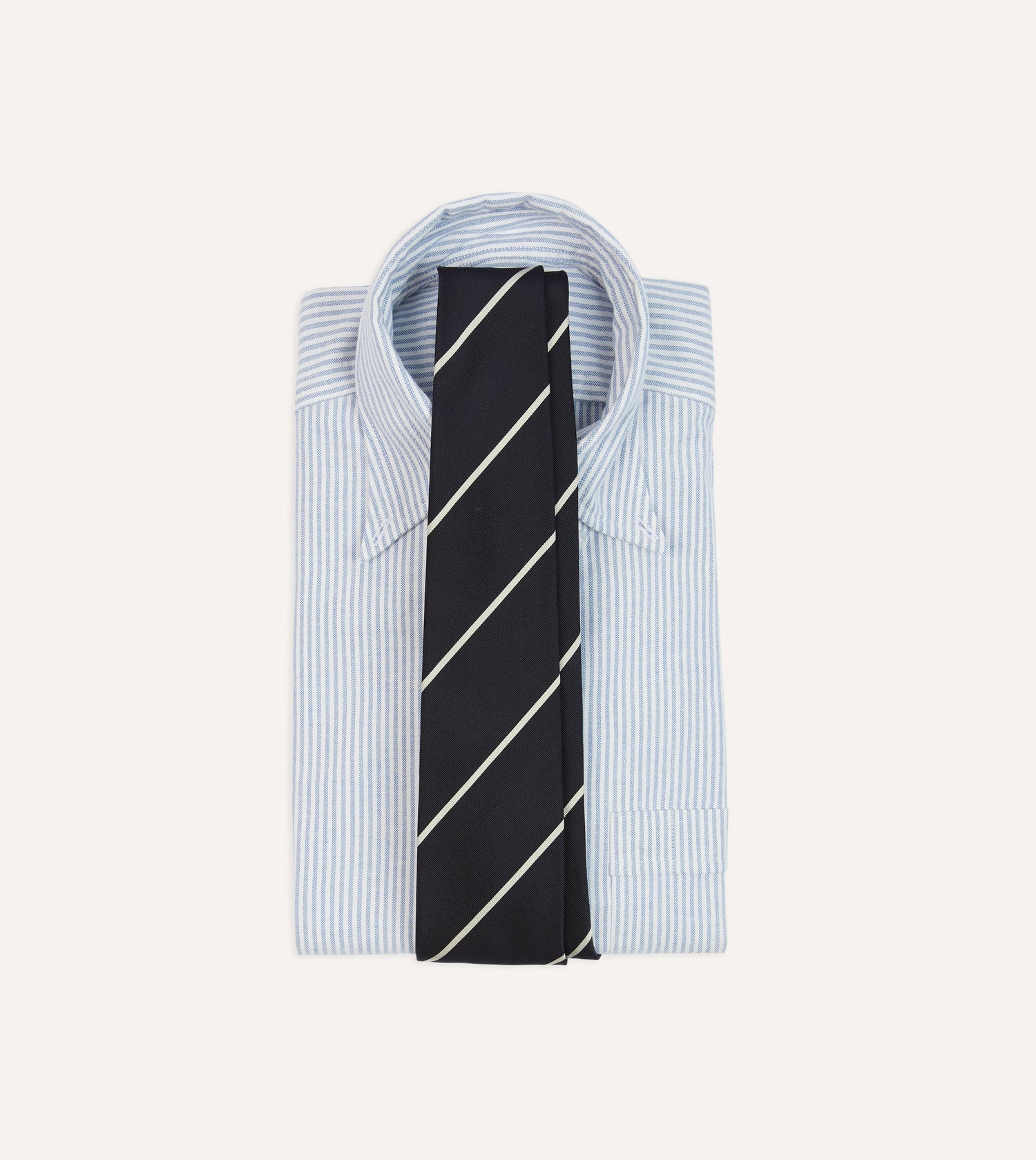 Navy and White Stripe Hand Rolled Silk Grenadine Tie