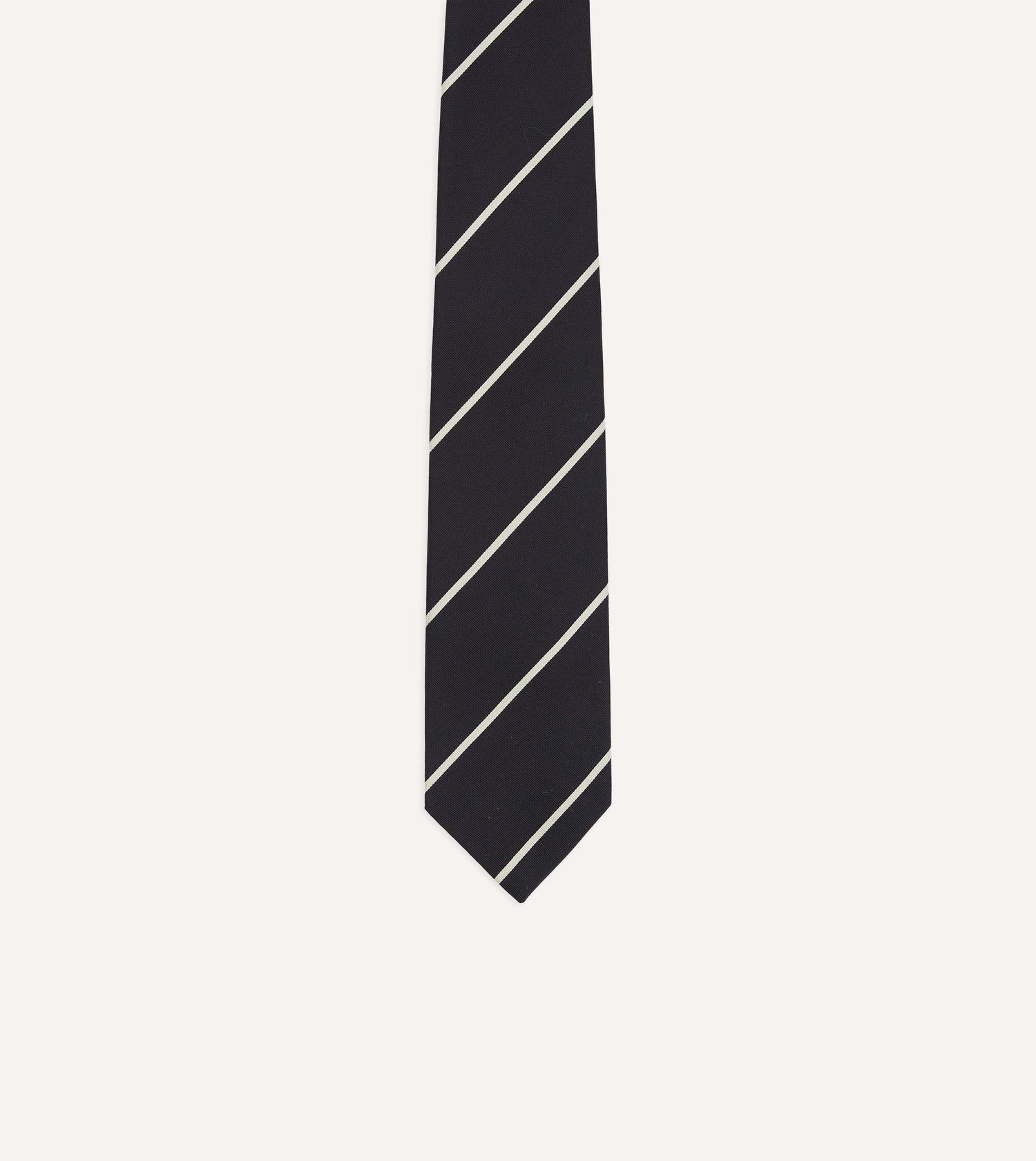 Navy and White Stripe Hand Rolled Silk Grenadine Tie