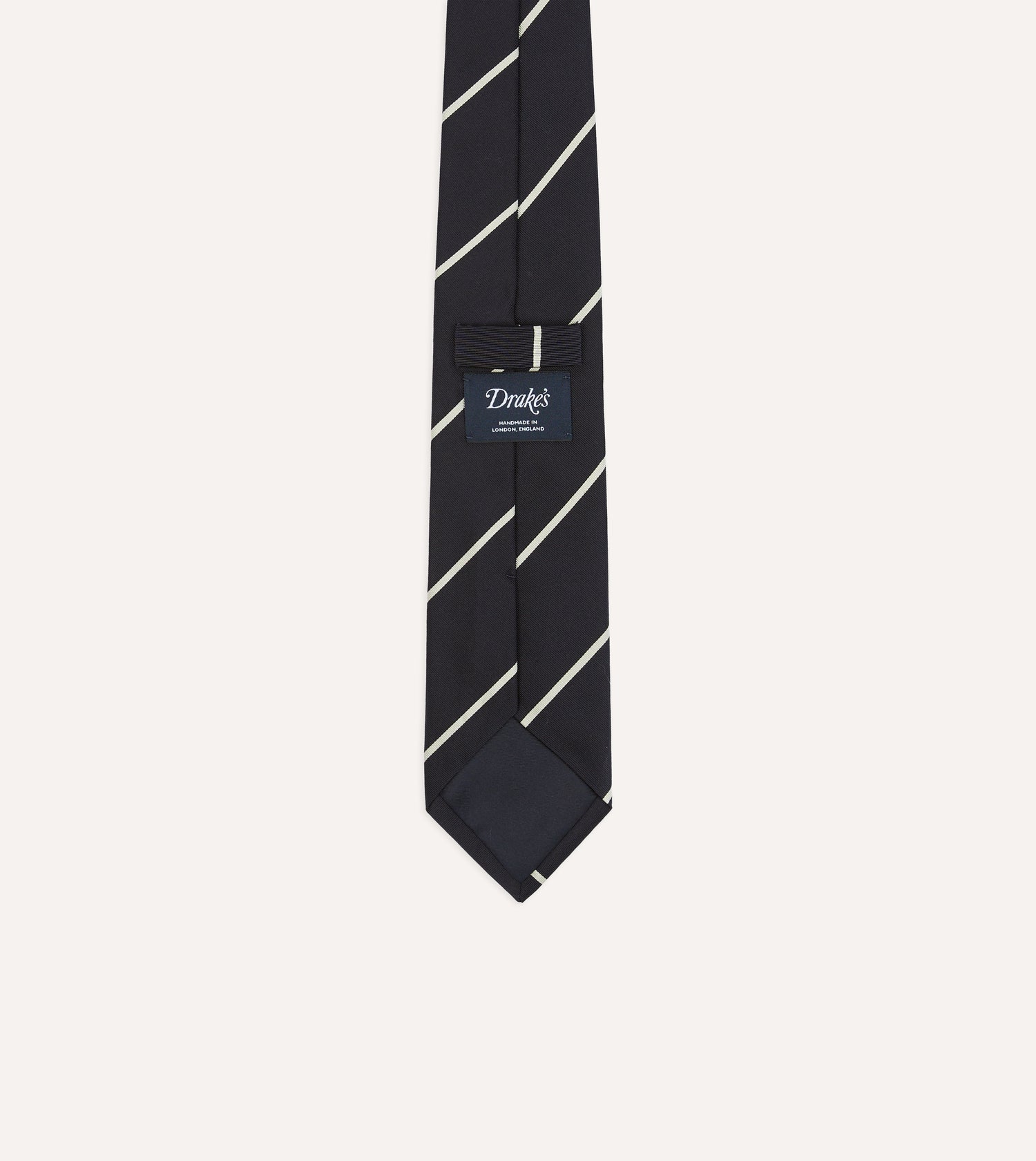 Navy and White Stripe Hand Rolled Silk Grenadine Tie