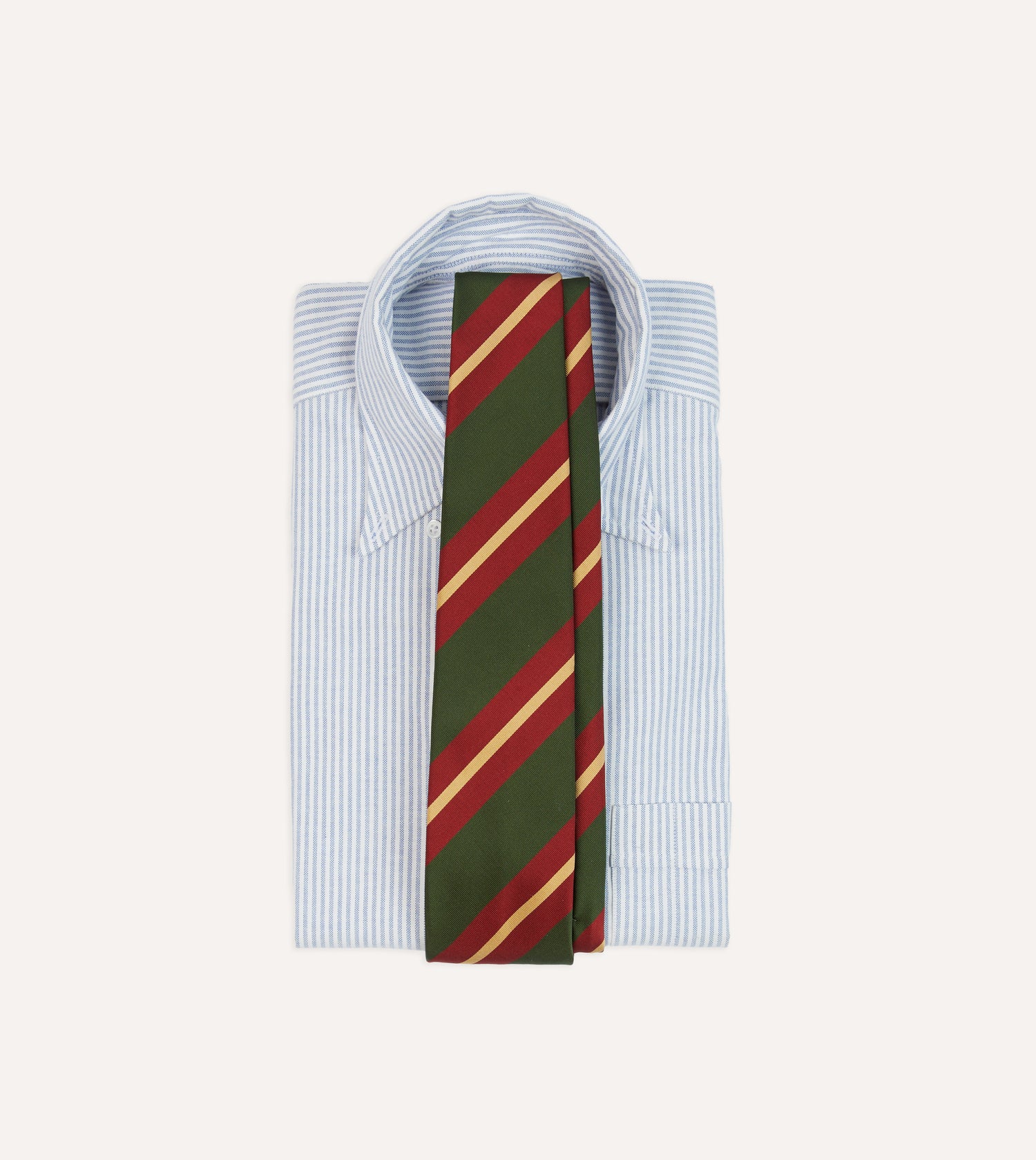 Green and Red Stripe Mogador Silk Tipped Tie