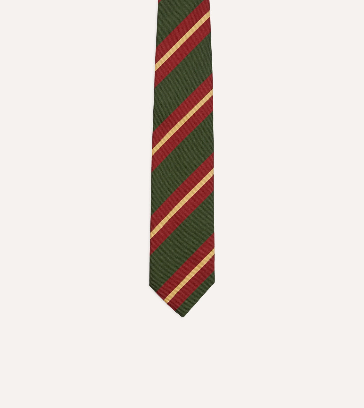 Green and Red Stripe Mogador Silk Tipped Tie