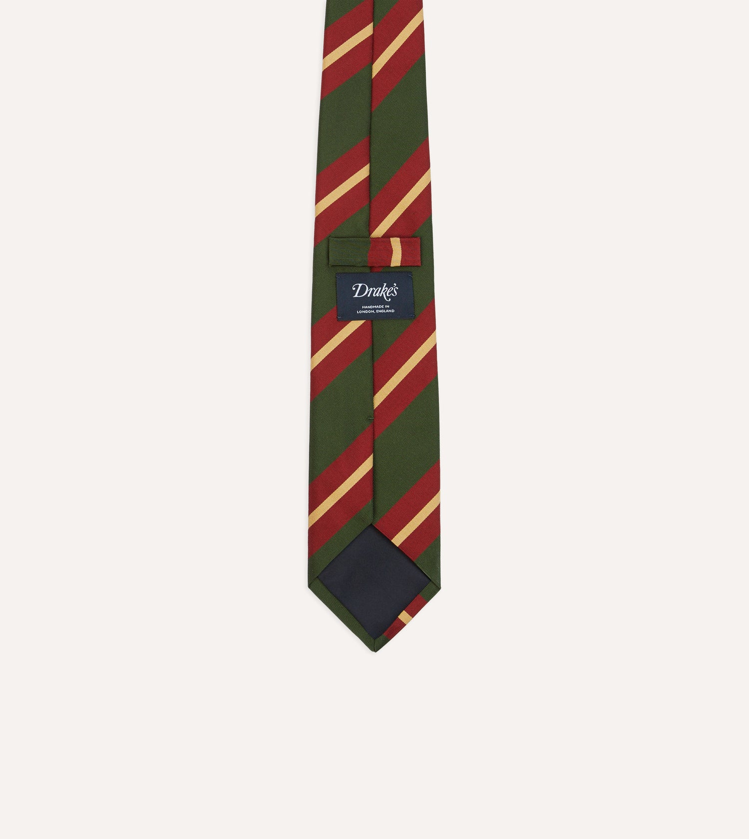 Green and Red Stripe Mogador Silk Tipped Tie