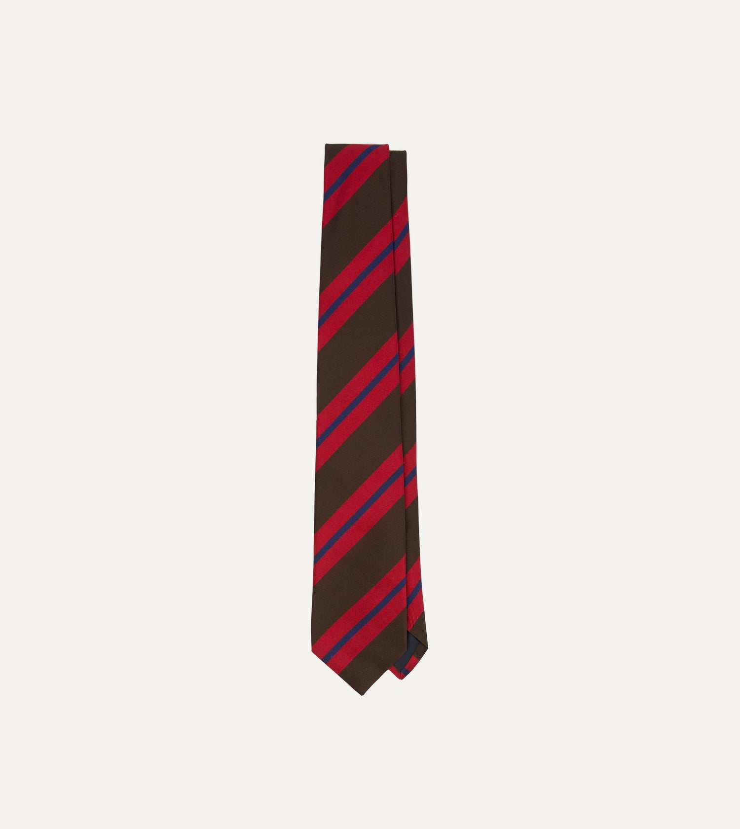 Brown and Red Stripe Mogador Silk Tipped Tie