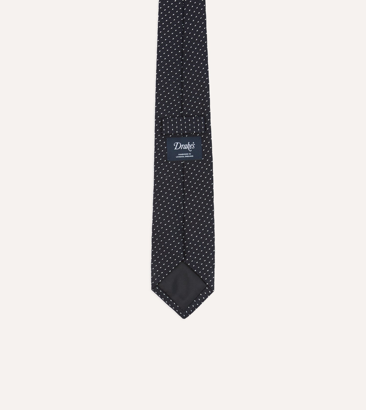 Navy and White Stitch Fine Woven Grenadine Silk Tipped Tie