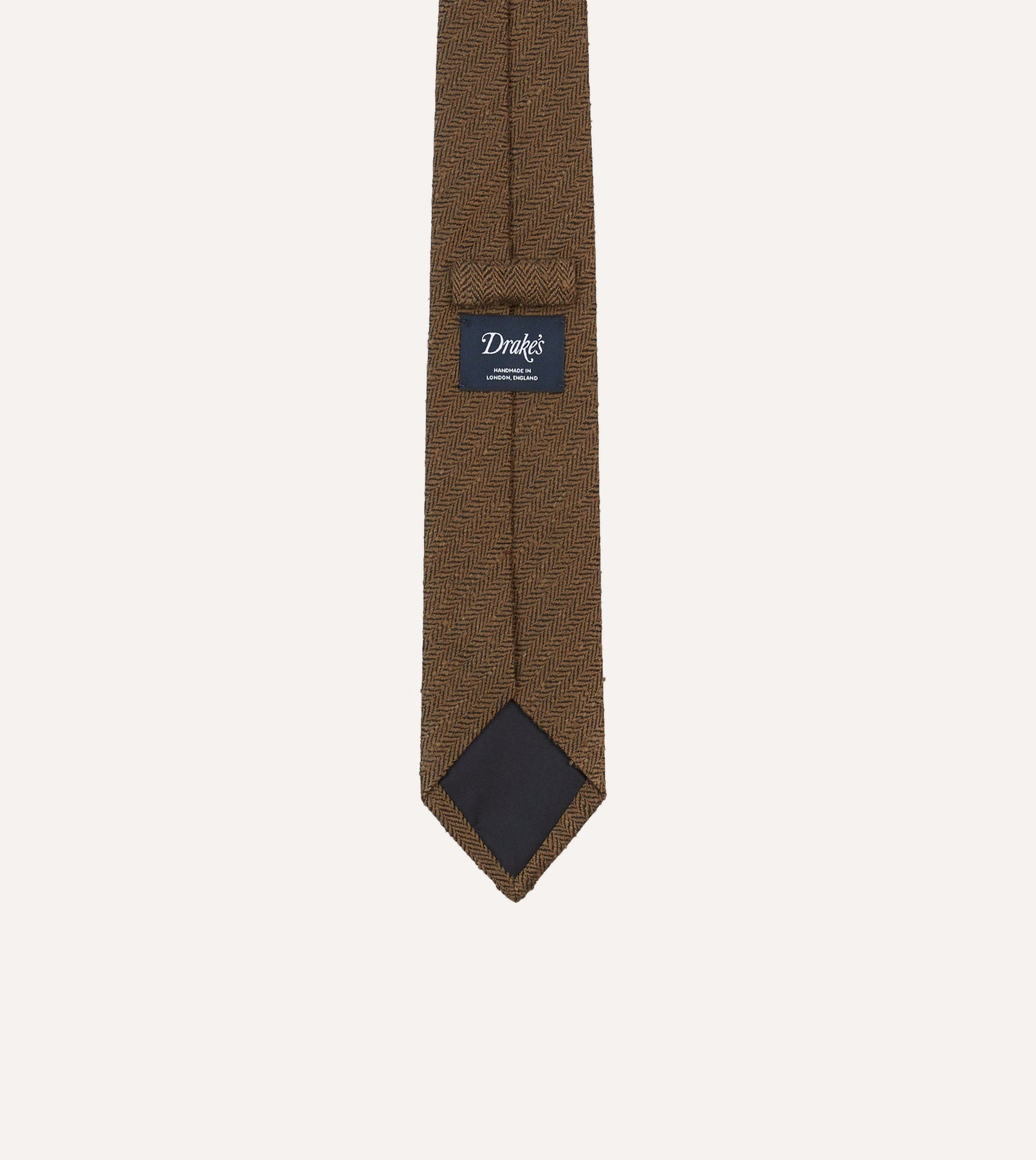 Brown Herringbone Shantung Silk Tipped Tie