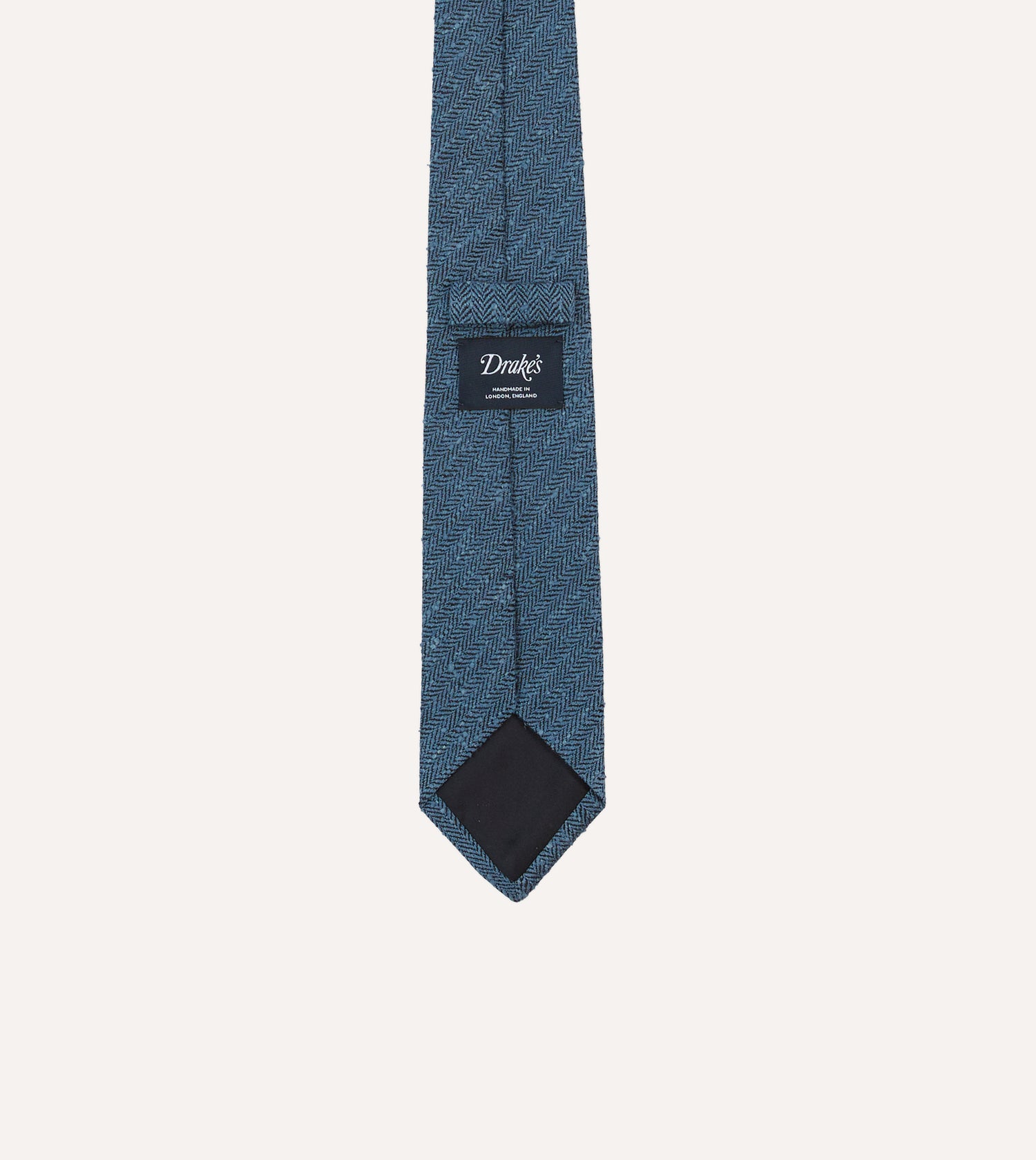 Blue Herringbone Shantung Silk Tipped Tie