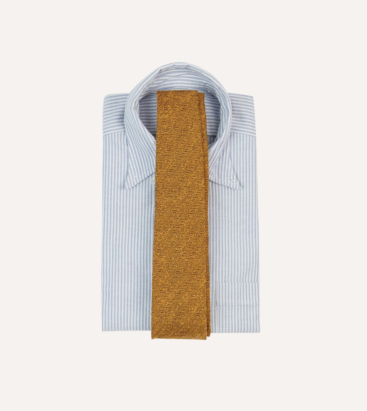 Yellow Herringbone Shantung Silk Tipped Tie