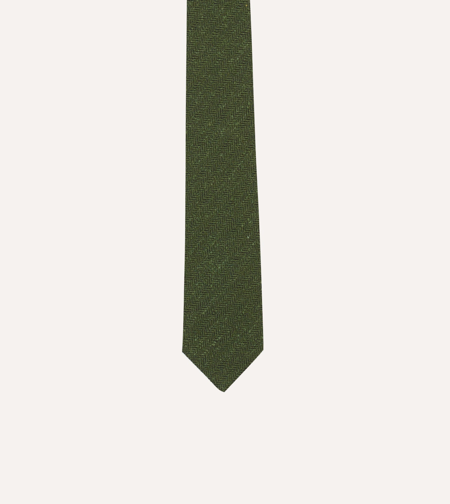 Green Herringbone Shantung Silk Tipped Tie