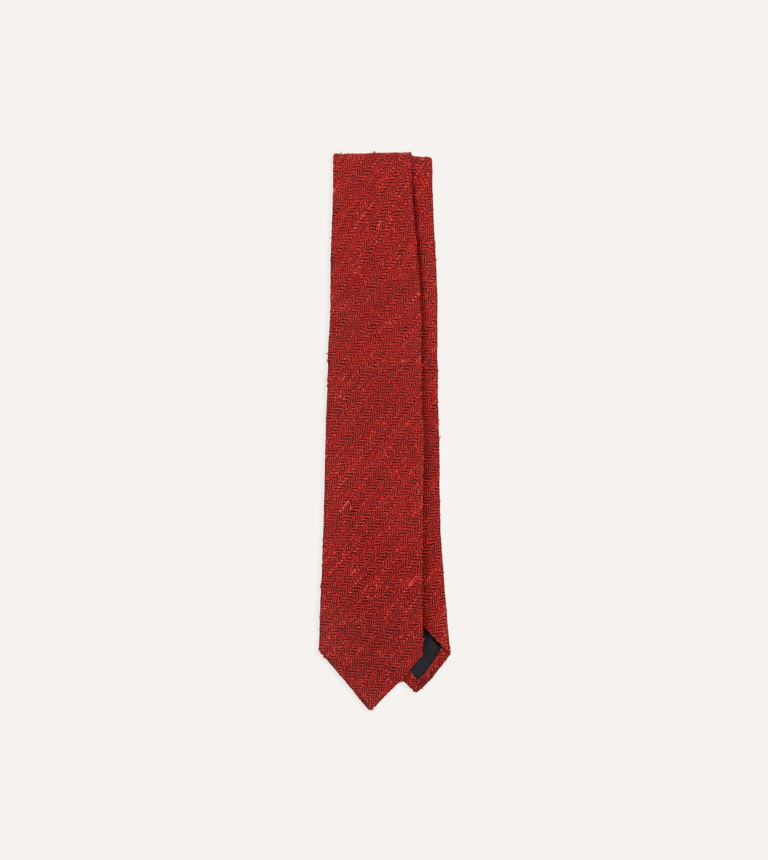 Red Herringbone Shantung Silk Tipped Tie