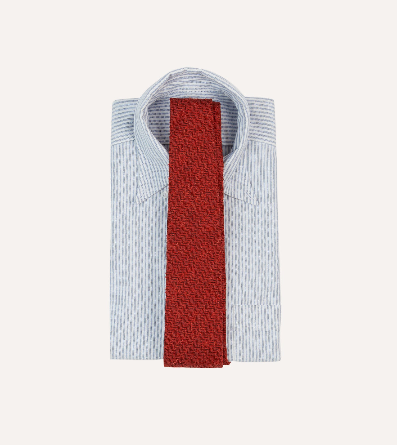 Red Herringbone Shantung Silk Tipped Tie