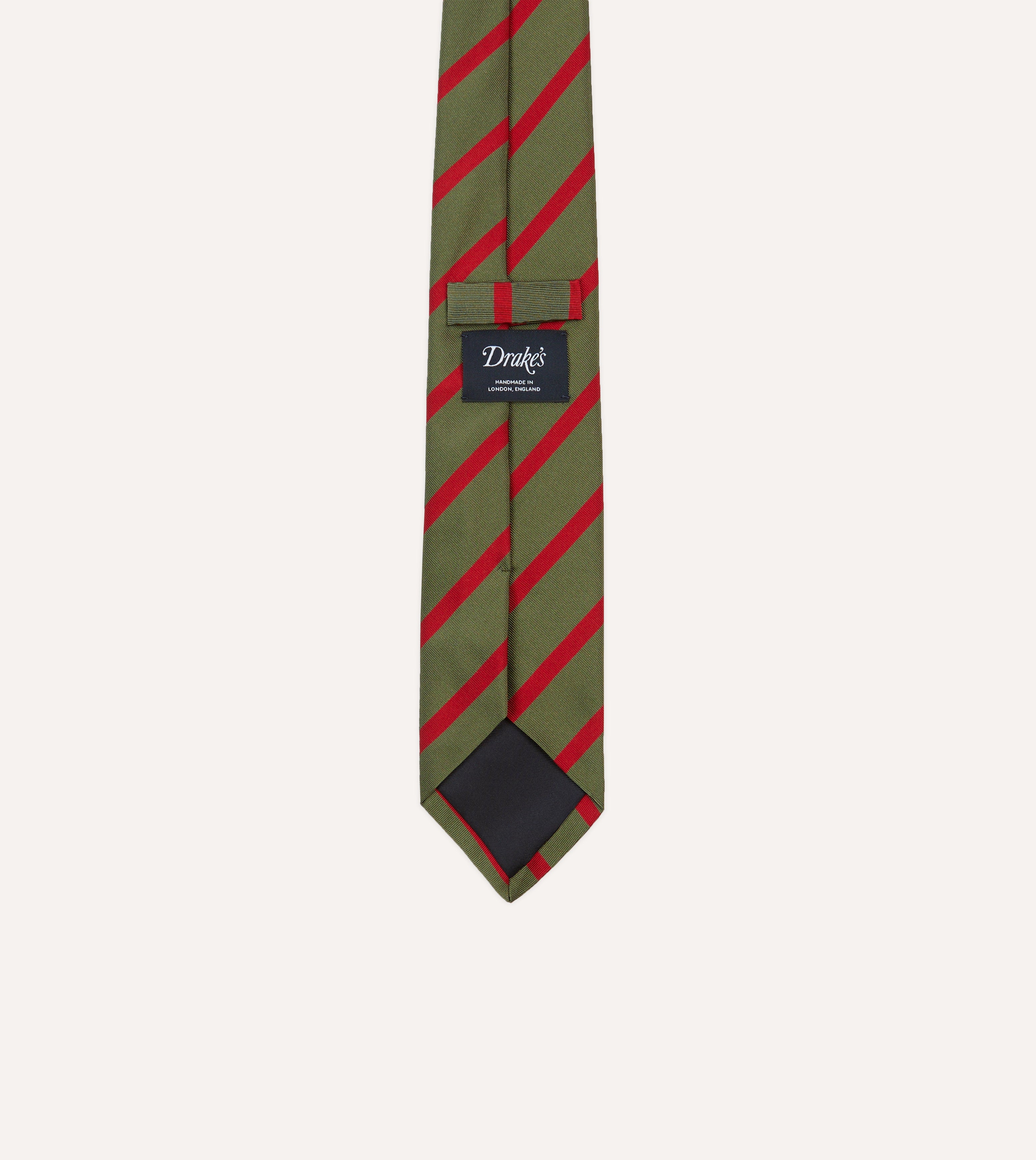 Olive and Red Bar Stripe Mogador Silk Tipped Tie