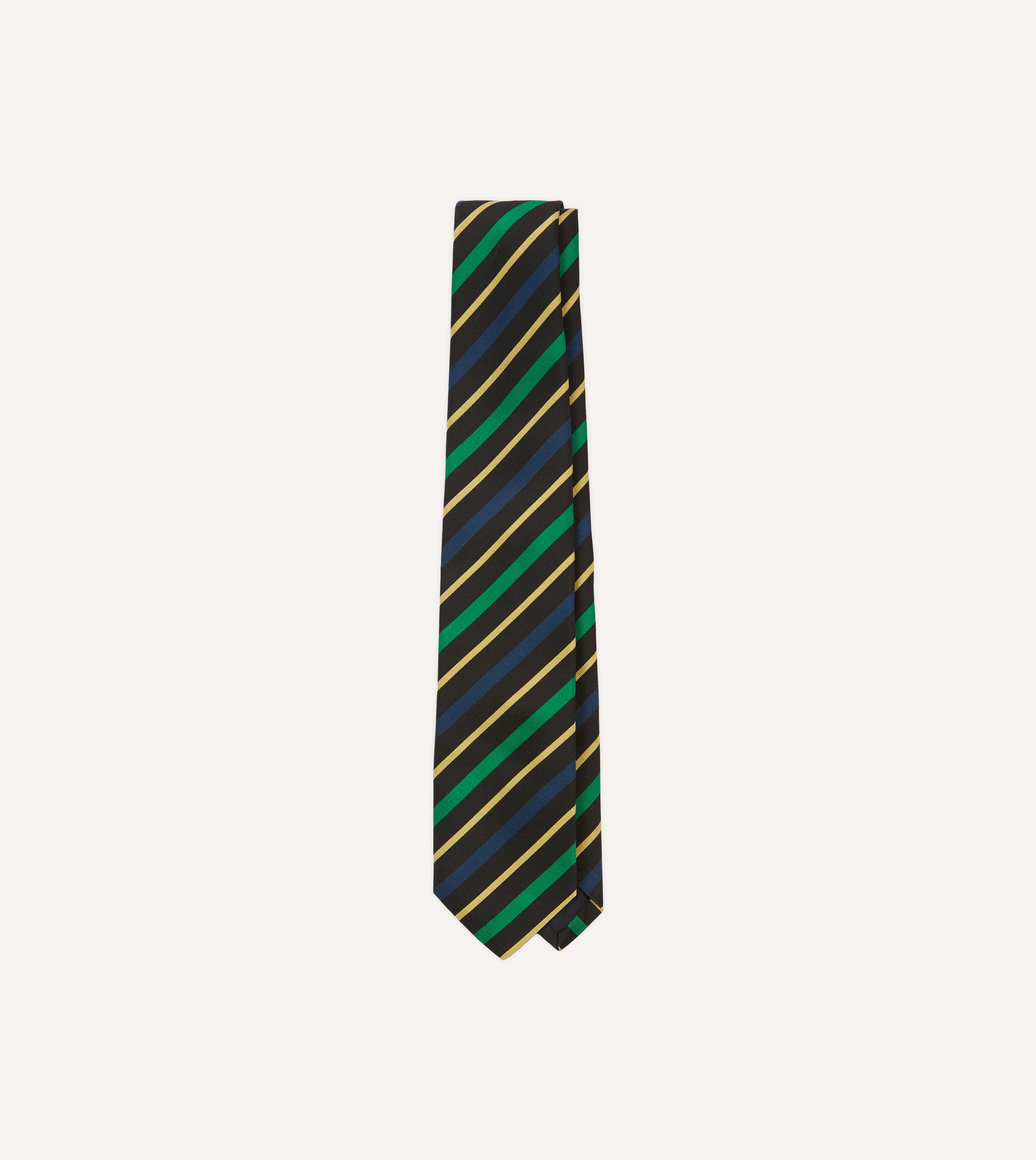 Black, Blue, Green and Yellow Multi Stripe Mogador Silk Tipped Tie