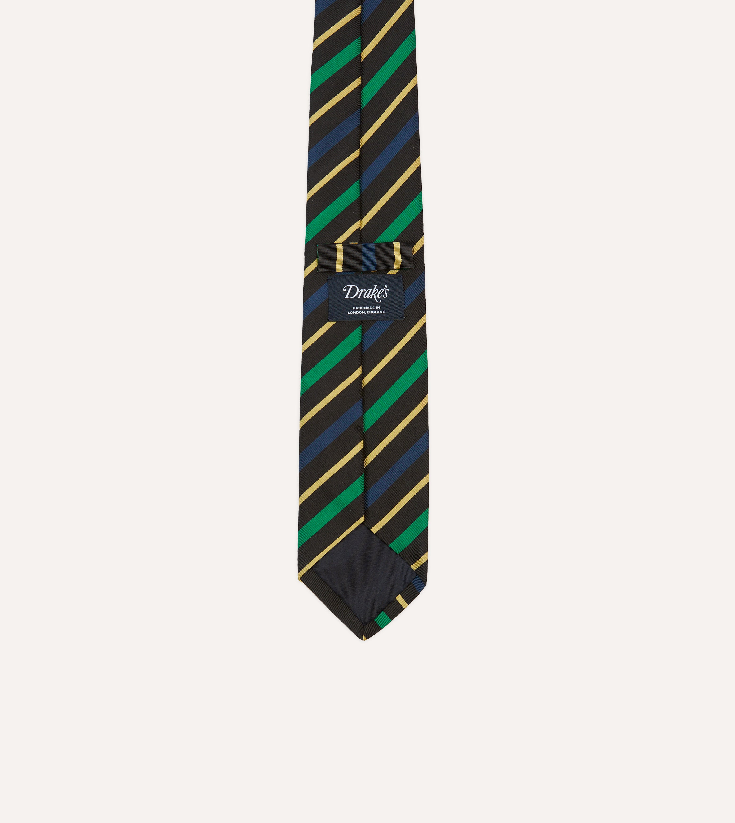 Black, Blue, Green and Yellow Multi Stripe Mogador Silk Tipped Tie