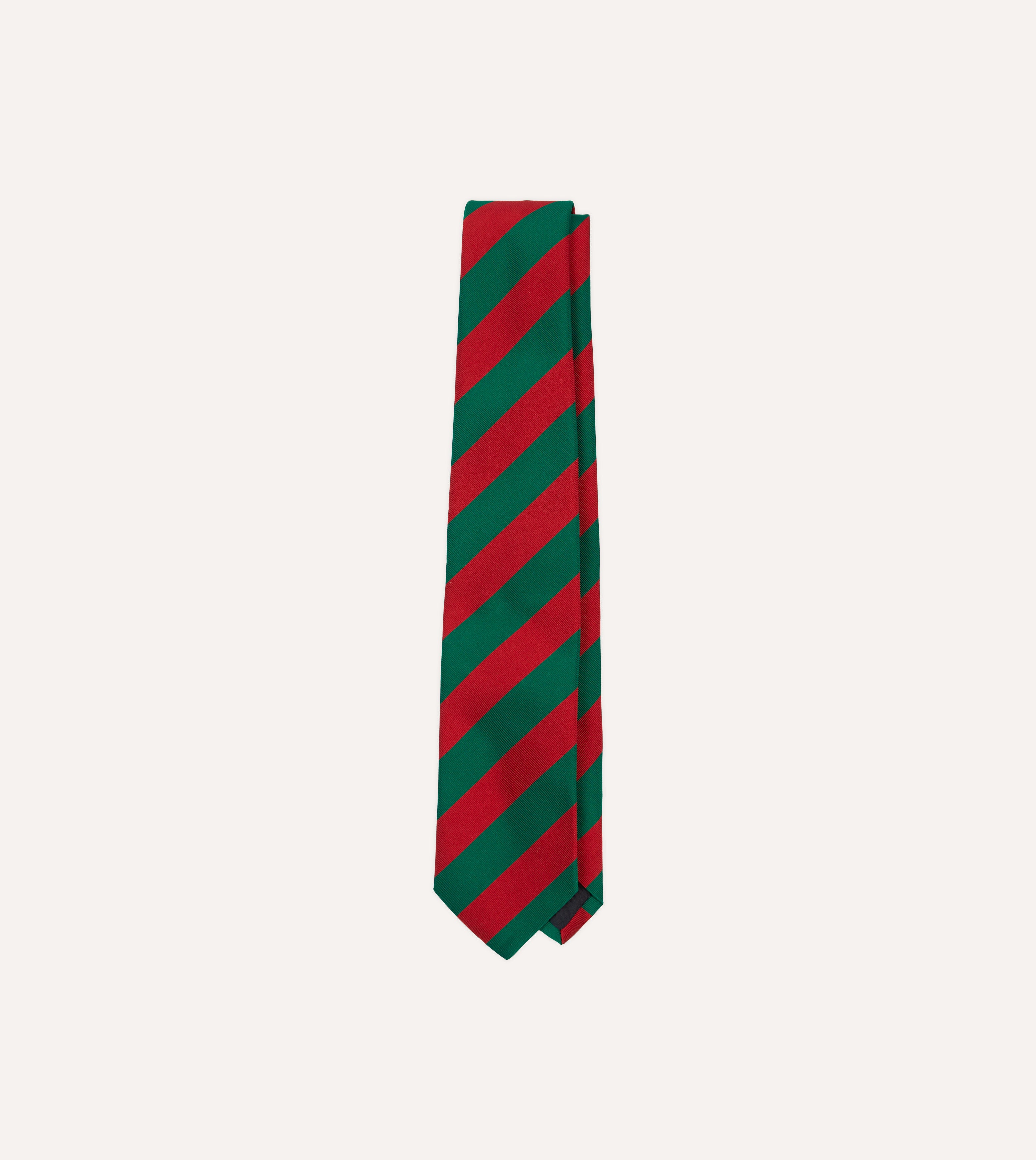 Green and Red Block Stripe Mogador Silk Tipped Tie