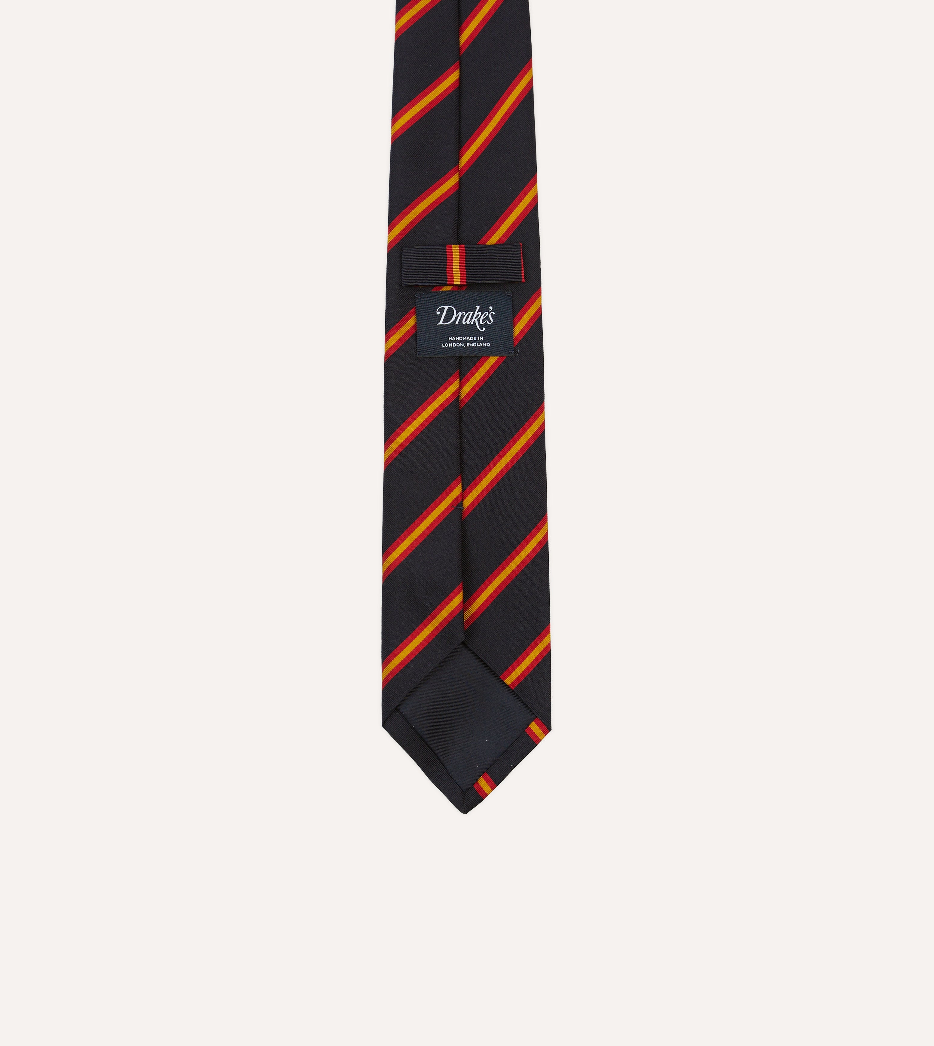 Navy, Red and Gold Sandwich Stripe Mogador Silk Tipped Tie
