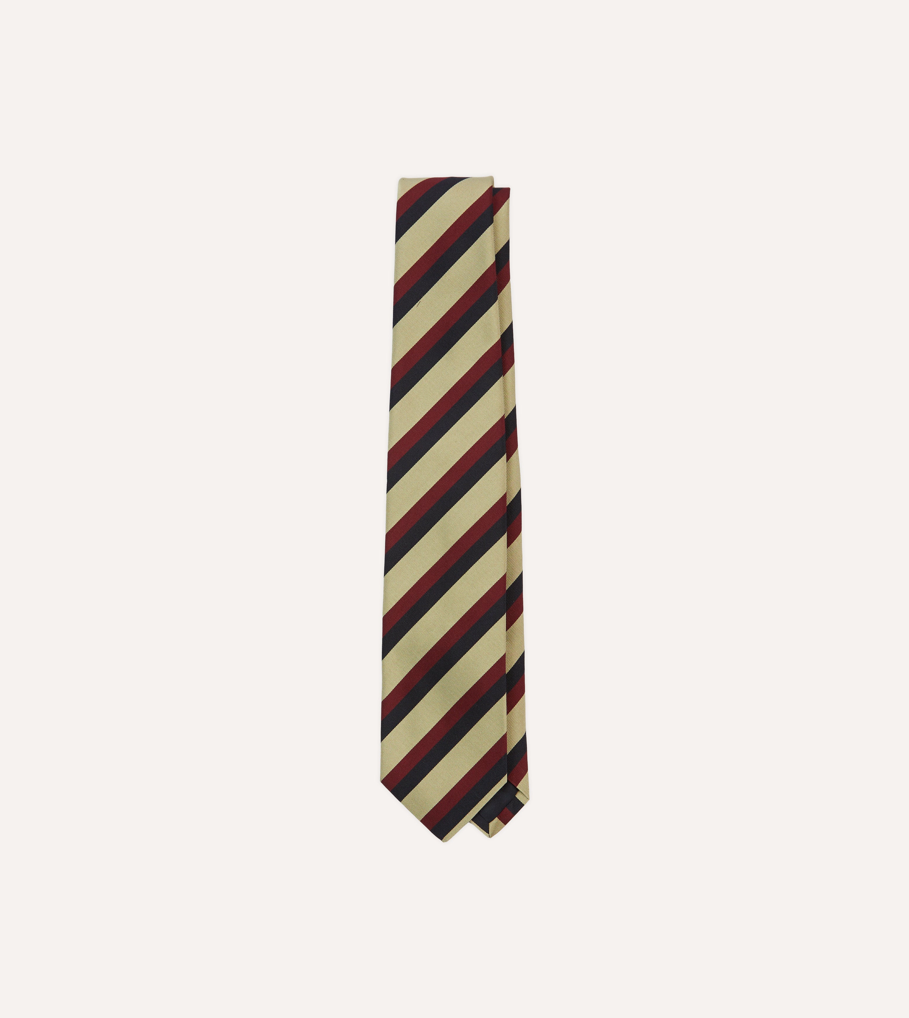 Navy, Red and Buff Stripe Mogador Silk Tipped Tie
