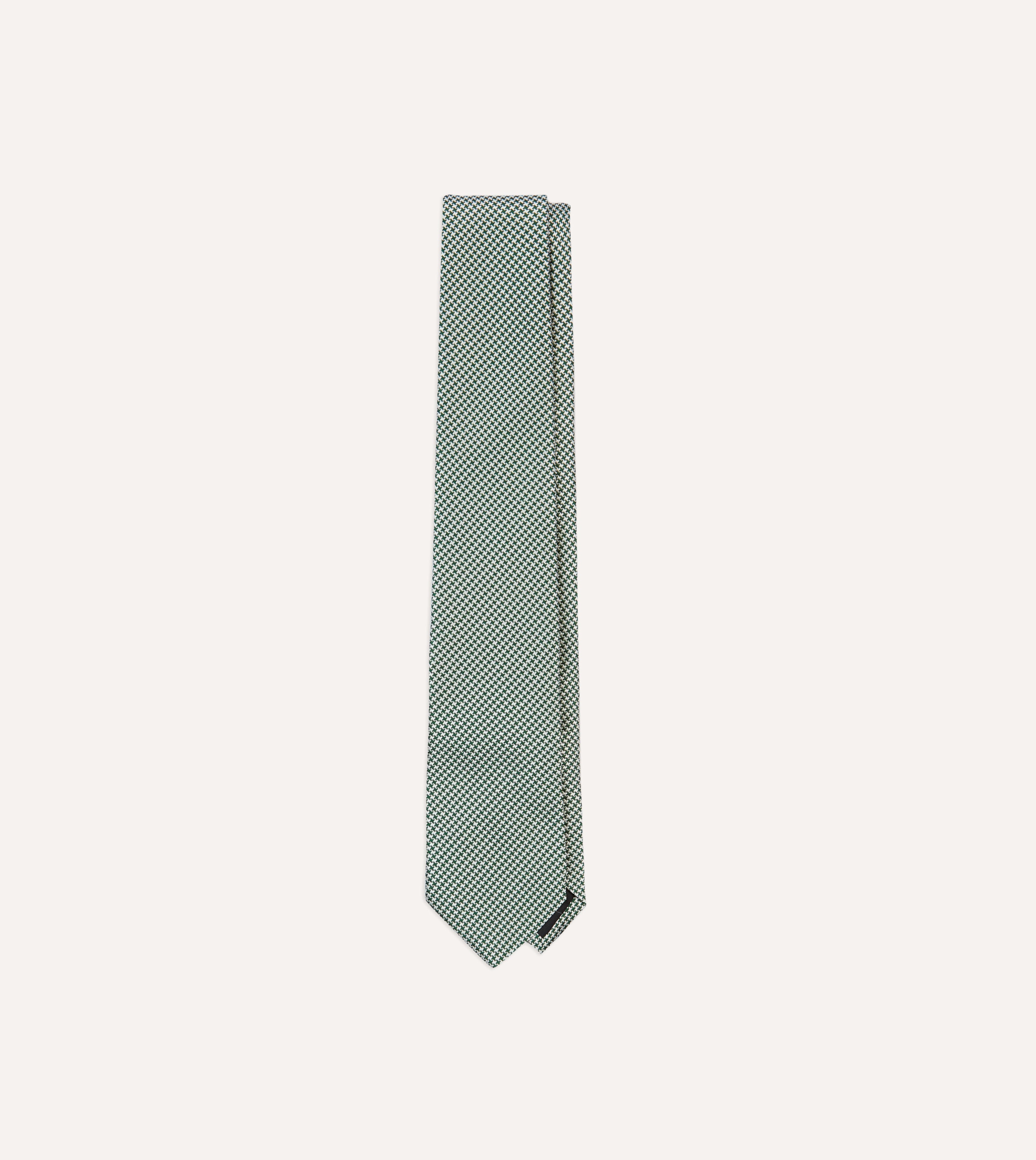Green Houndstooth Mogador Silk Tipped Tie