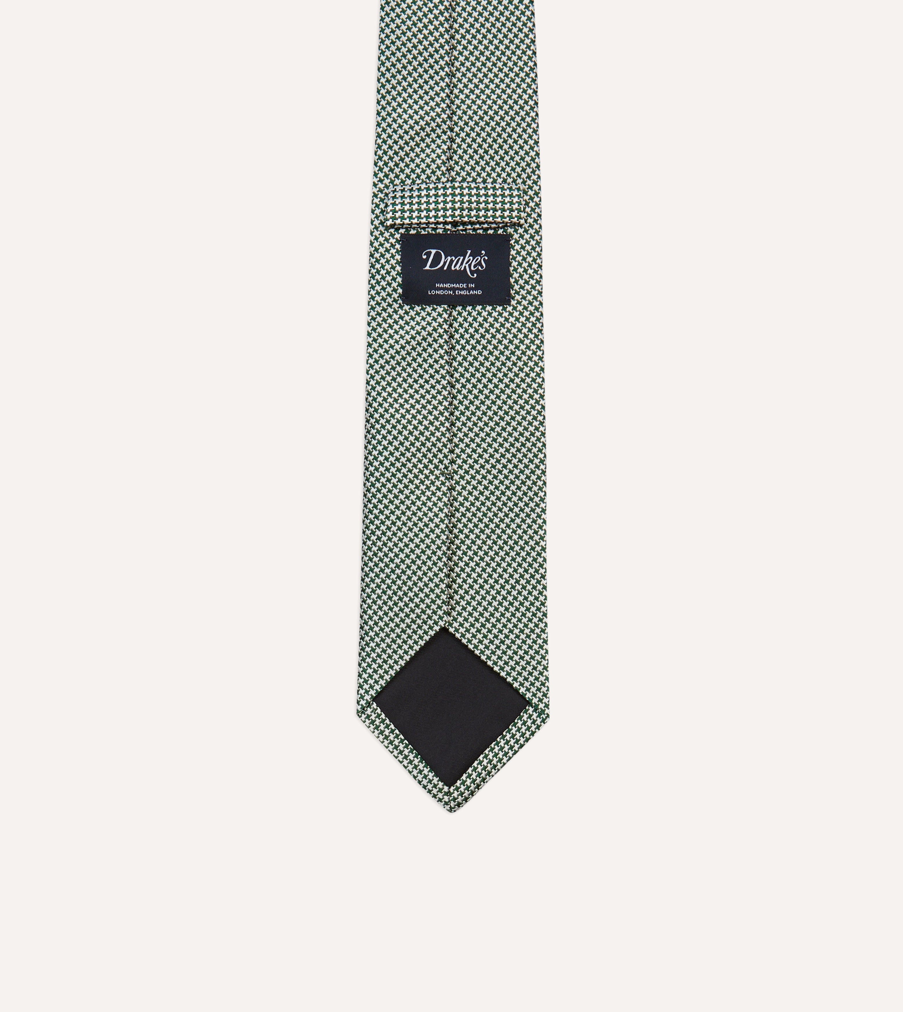 Green Houndstooth Mogador Silk Tipped Tie