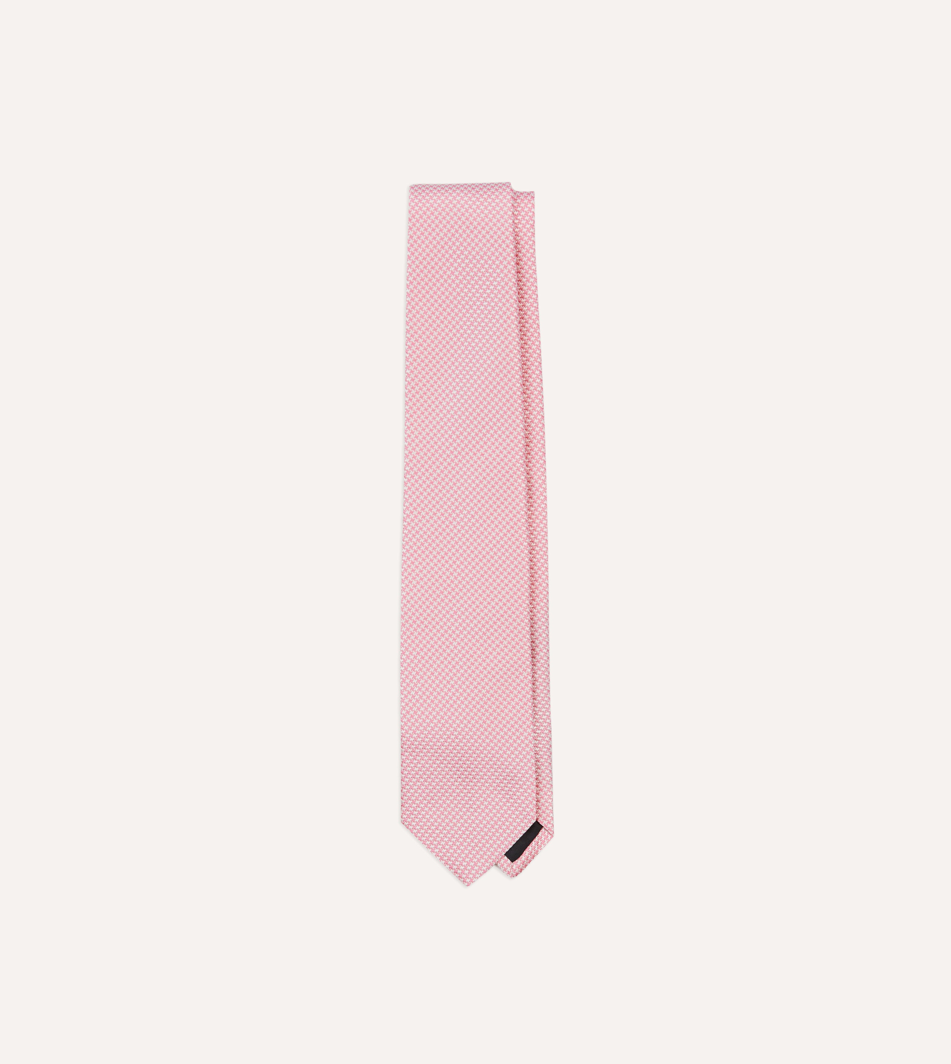 Pink Houndstooth Mogador Silk Tipped Tie