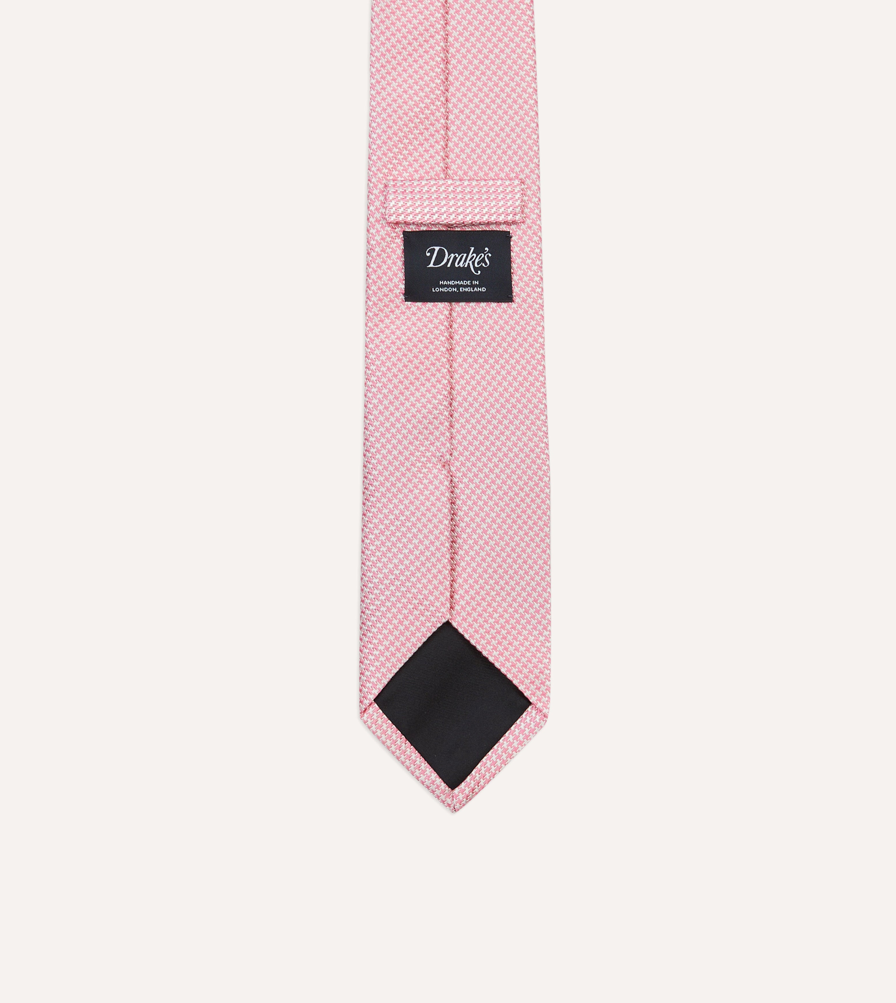 Pink Houndstooth Mogador Silk Tipped Tie