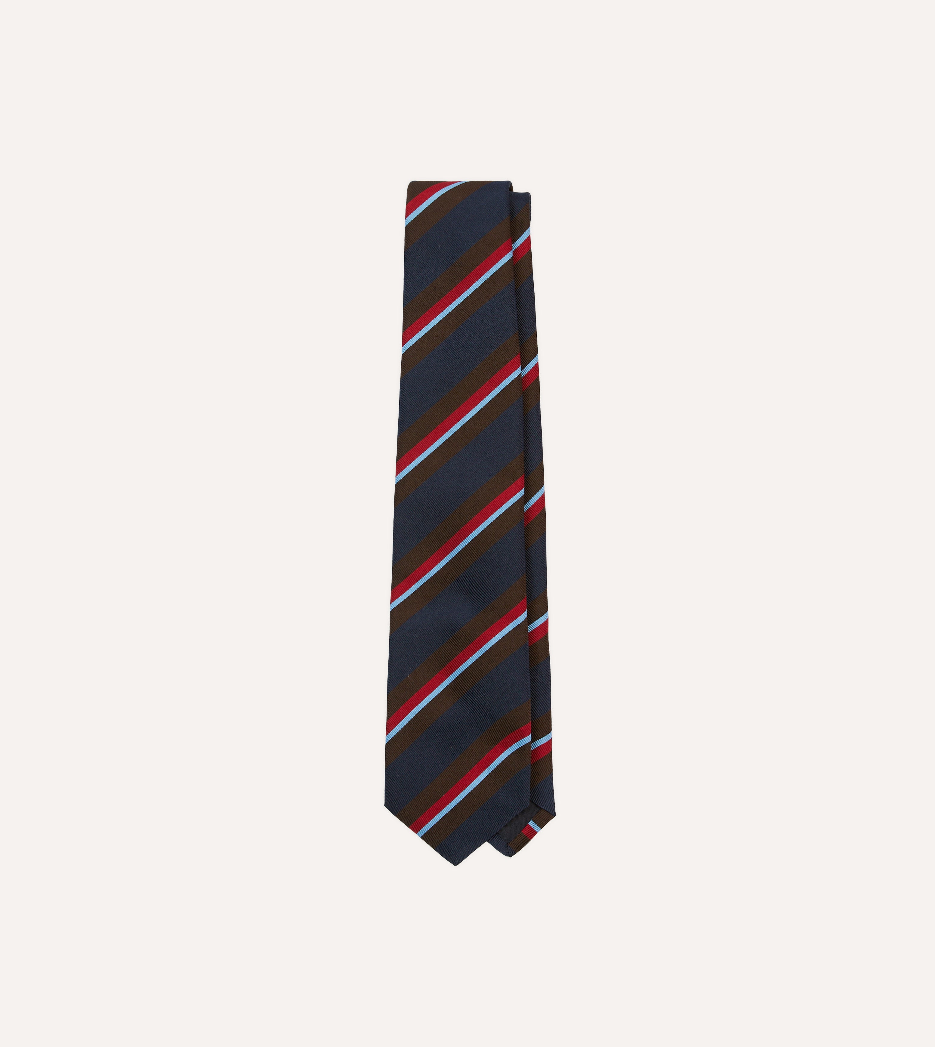 Navy, Brown and Red Stripe Mogador Silk Tipped Tie