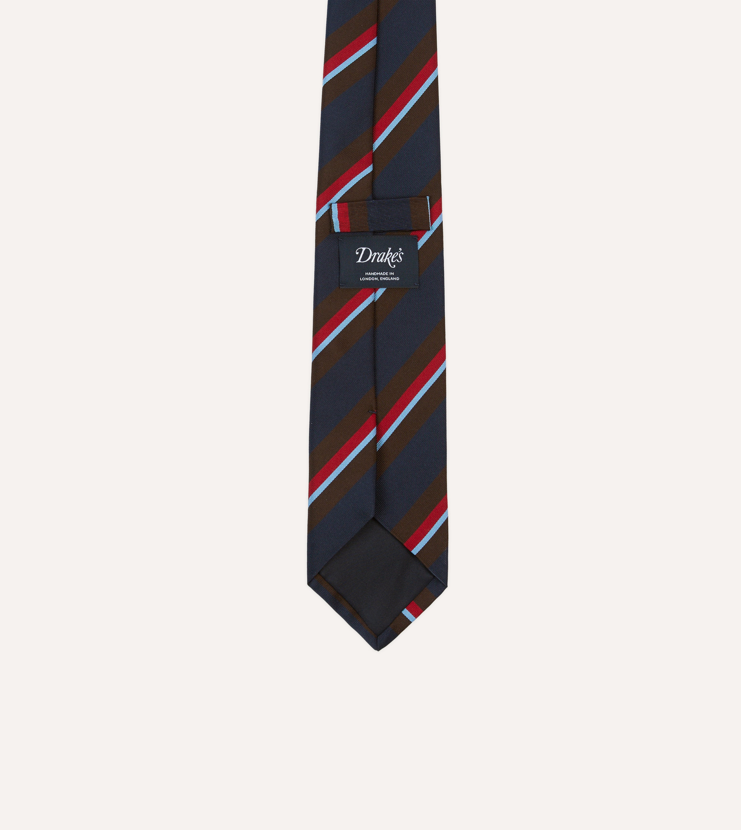 Navy, Brown and Red Stripe Mogador Silk Tipped Tie
