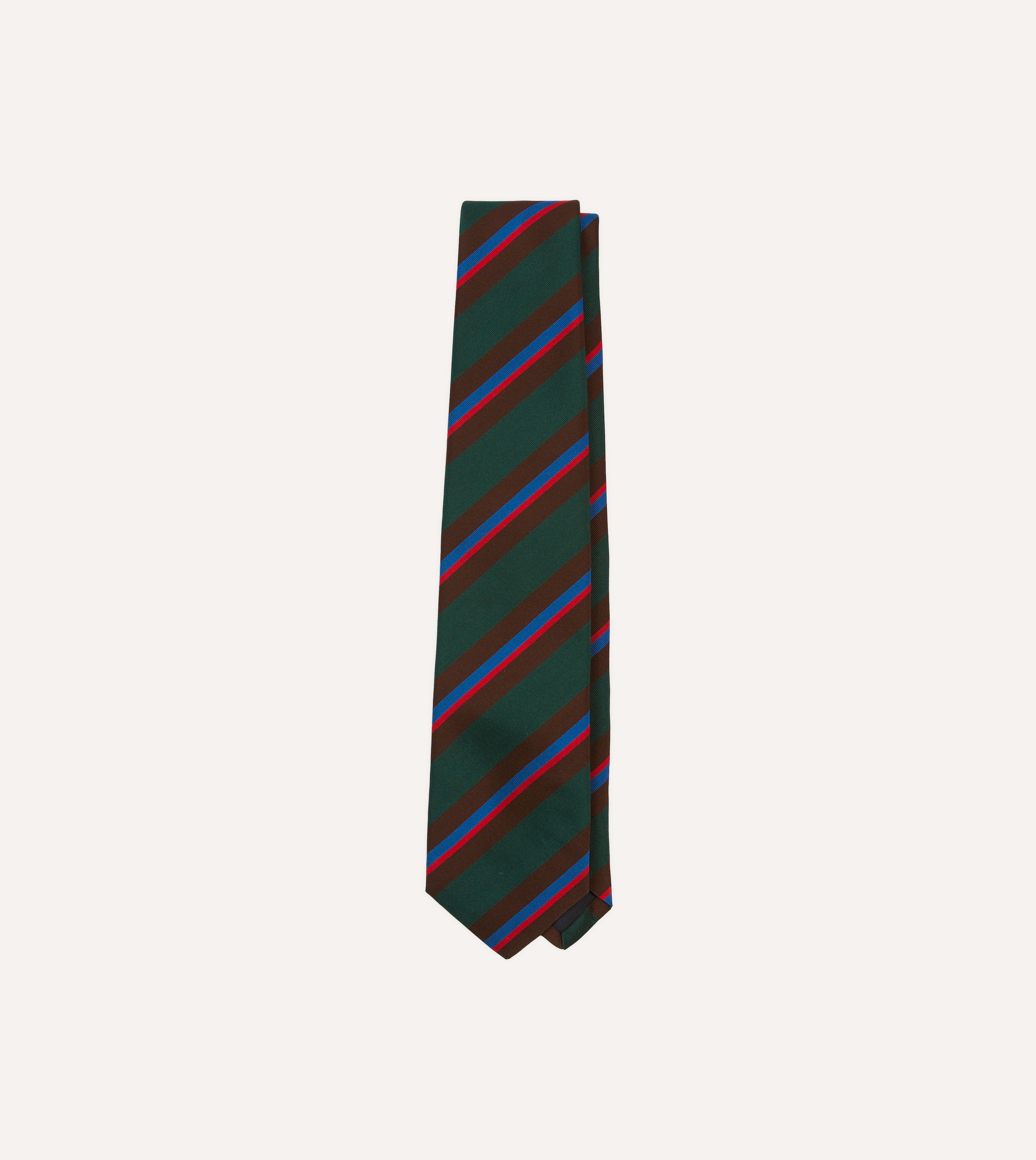 Green, Brown and Red Stripe Mogador Silk Tipped Tie