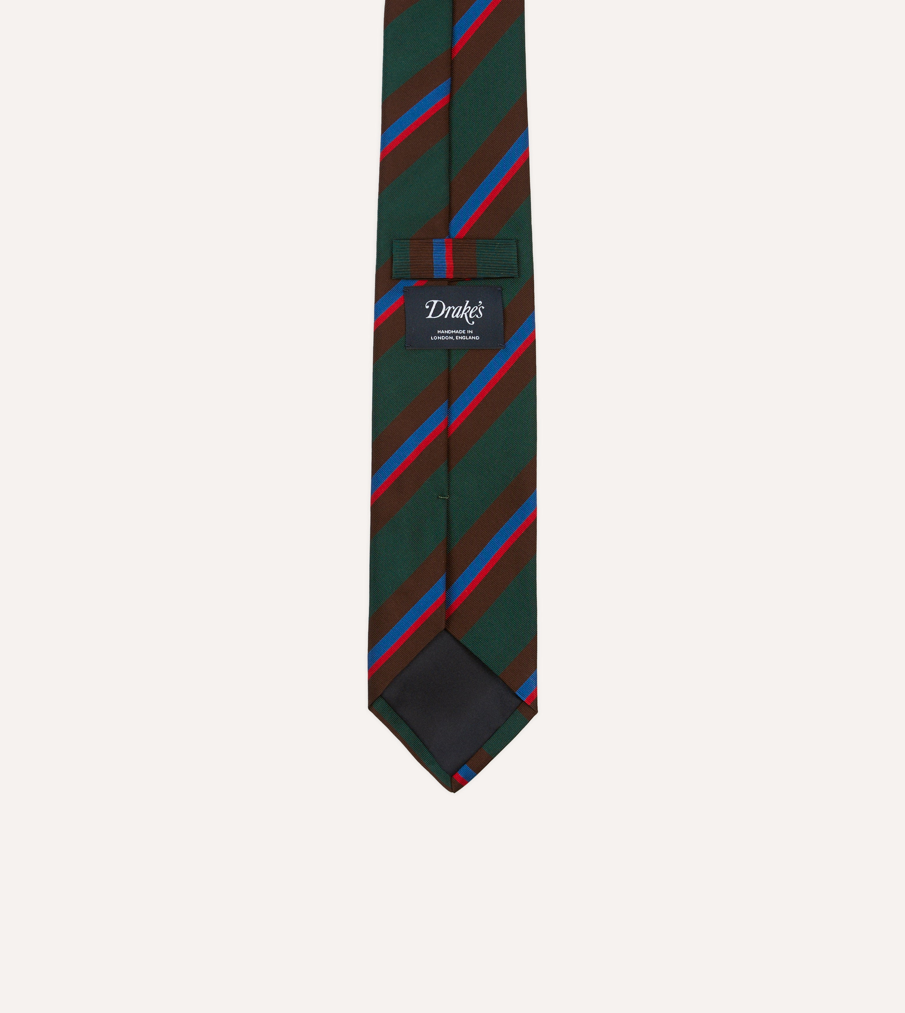 Green, Brown and Red Stripe Mogador Silk Tipped Tie