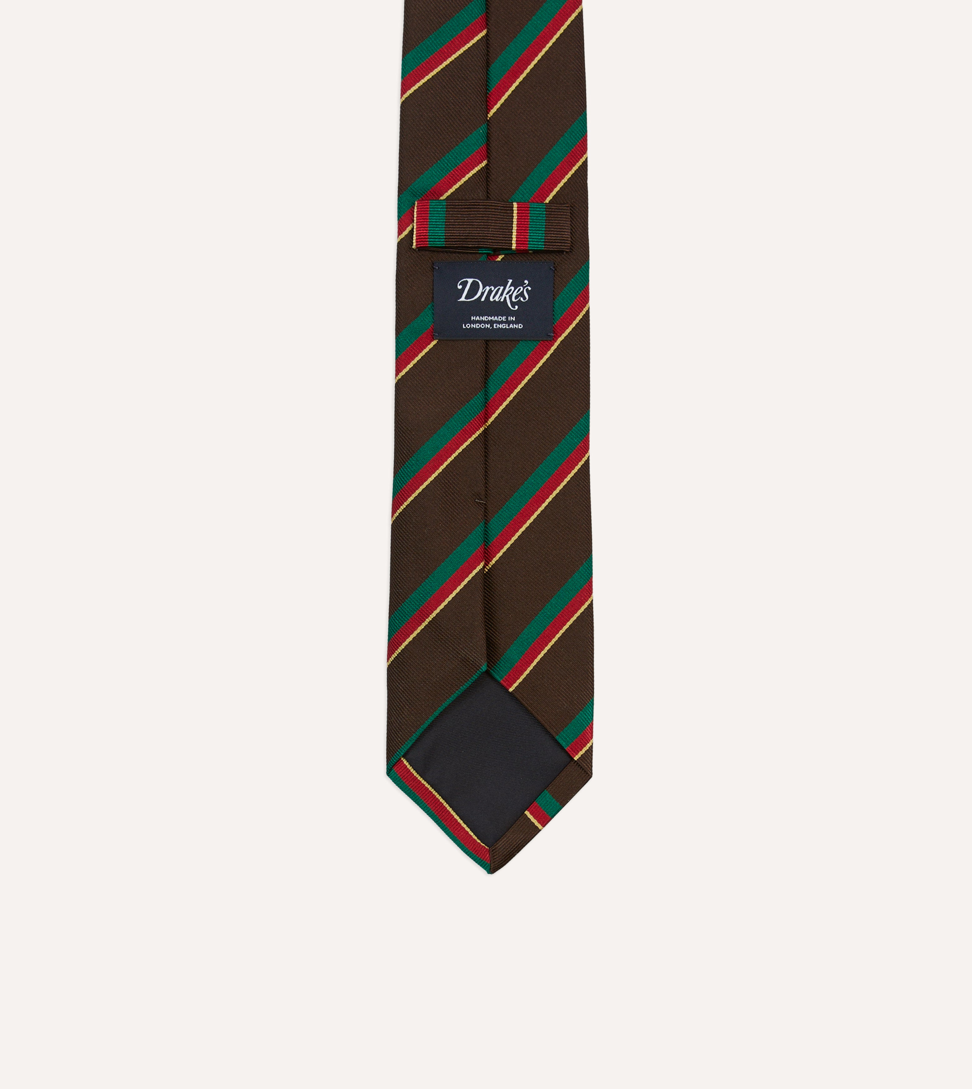 Brown, Green, Red and Yellow Multi Stripe Repp Silk Tipped Tie