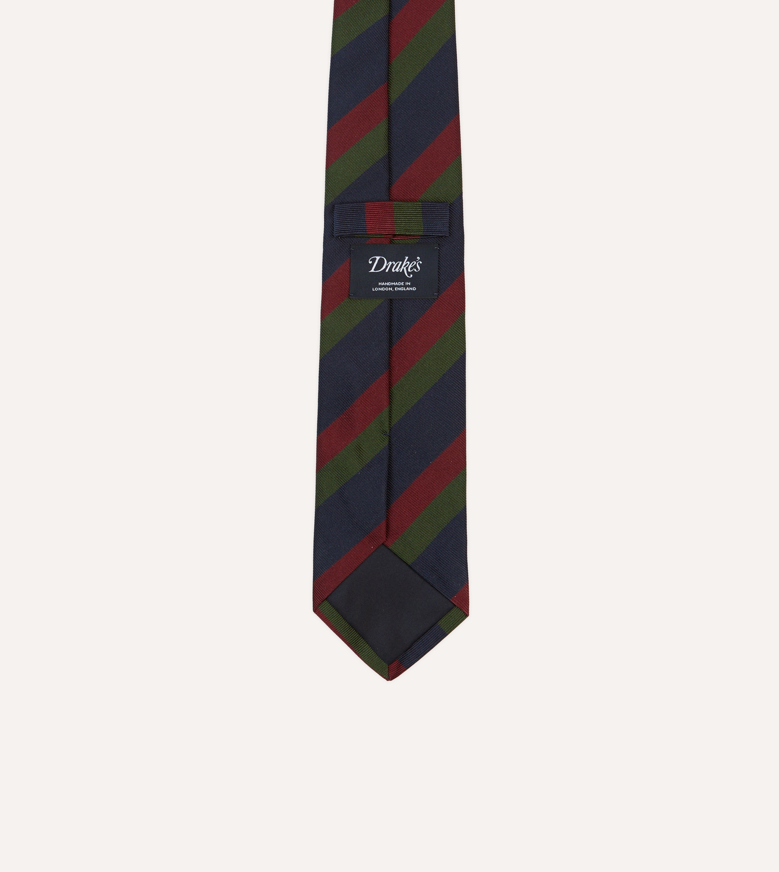 Blue, Red and Green Broad Stripe Repp Silk Tipped Tie