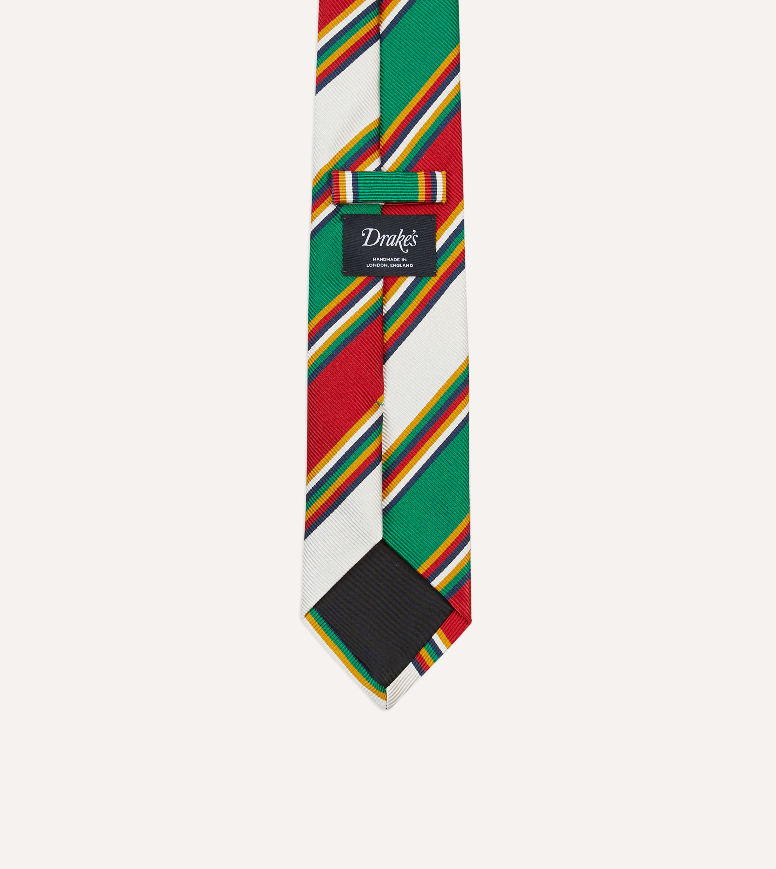 Green, Red and White Stripe Mogador Silk Tipped Tie