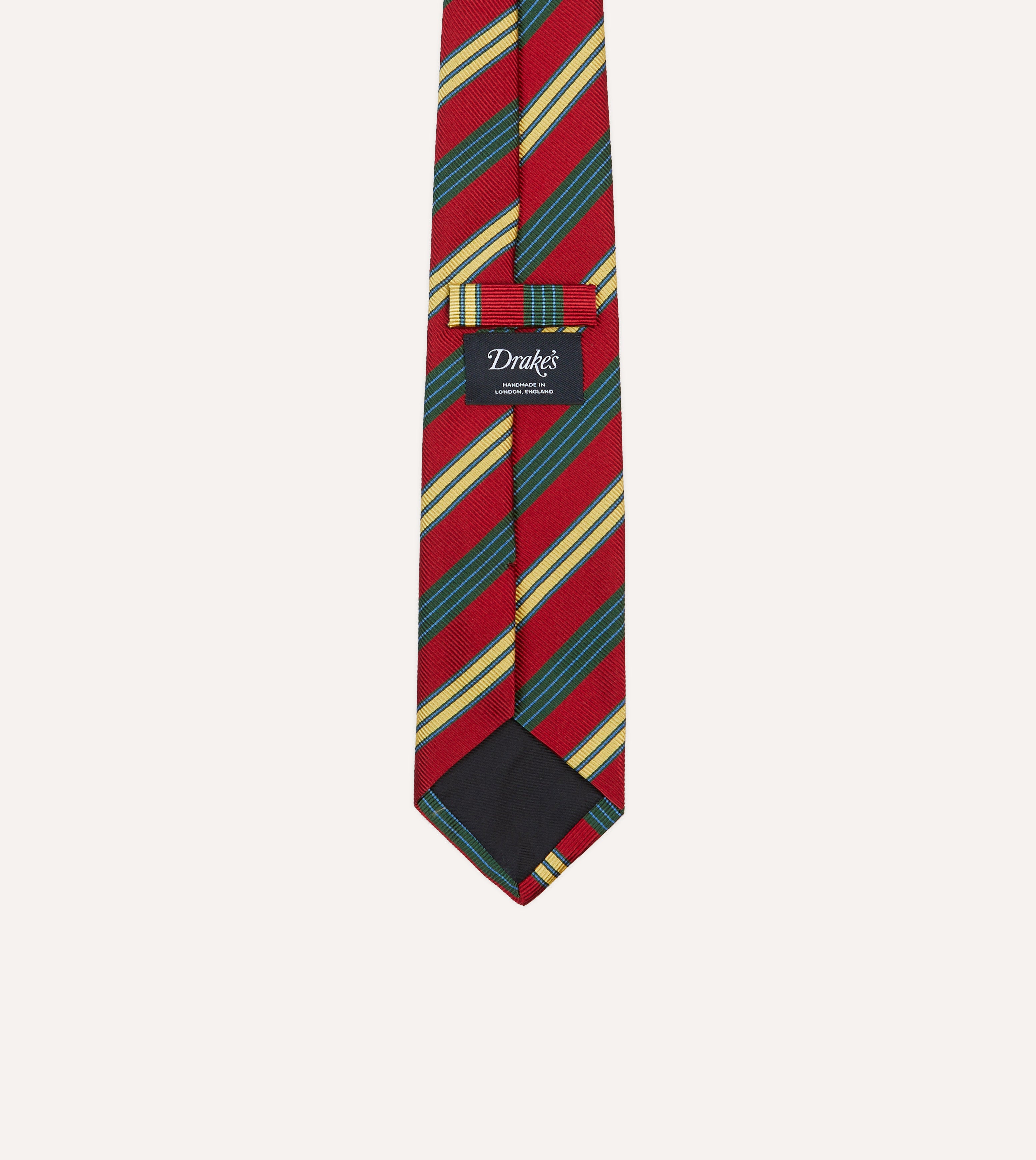 Red and Yellow Triple Stripe Repp Silk Tipped Tie