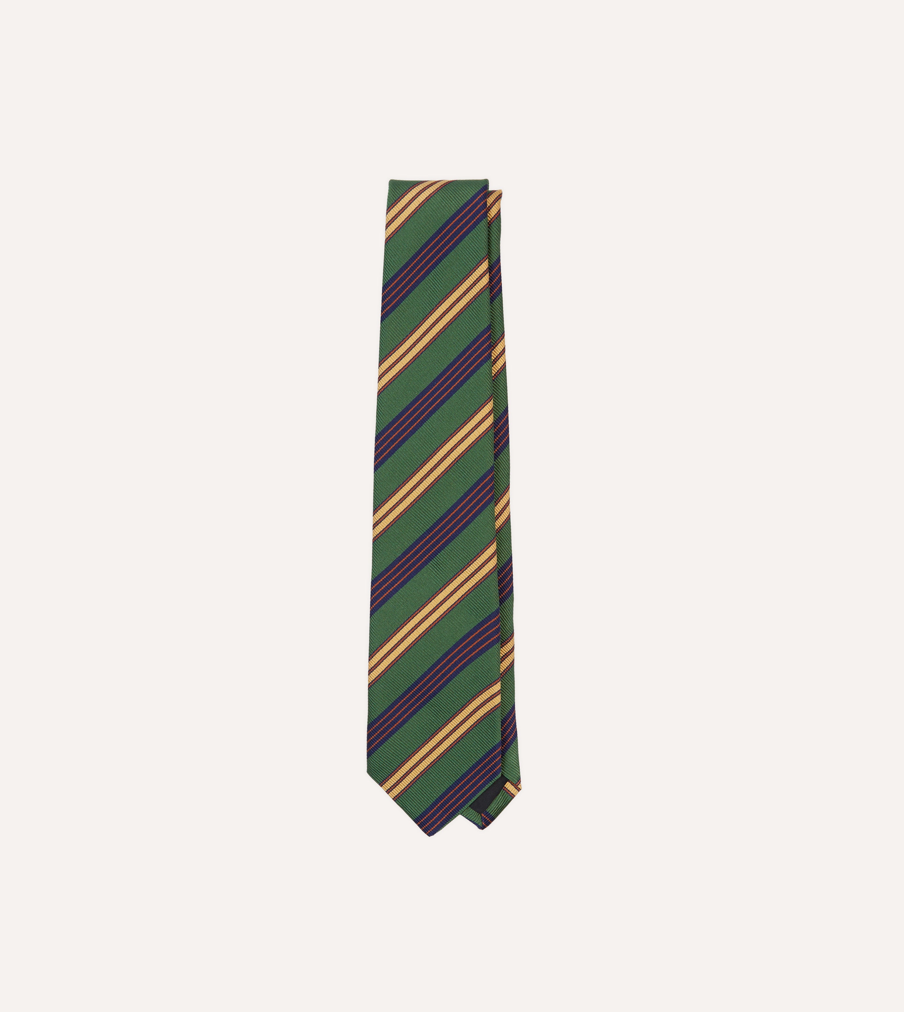 Green and Red Triple Stripe Repp Silk Tipped Tie