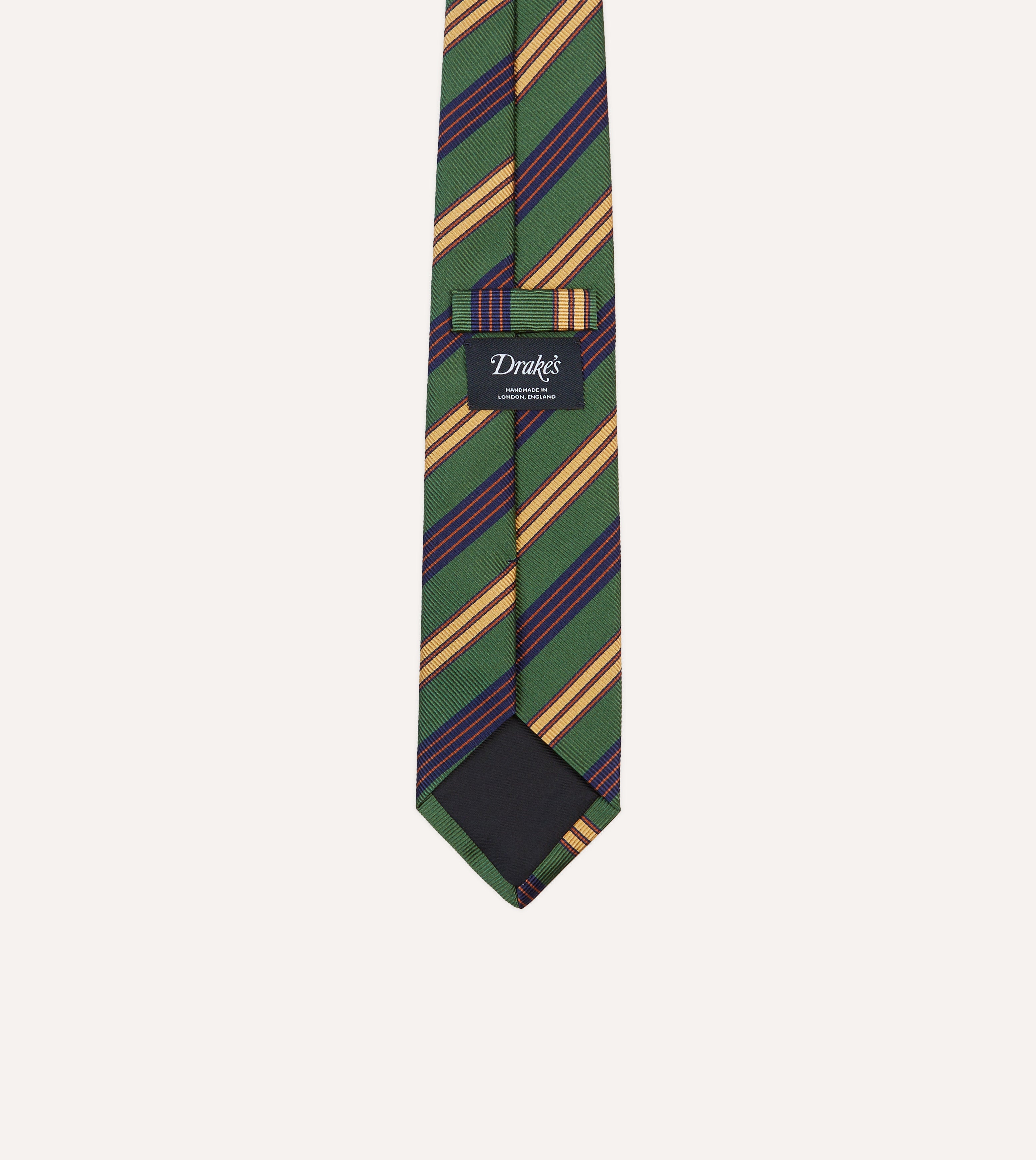 Green and Red Triple Stripe Repp Silk Tipped Tie