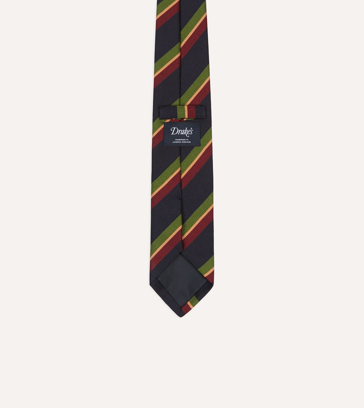 Navy, Green and Red Sandwich Stripe Repp Silk Tipped Tie