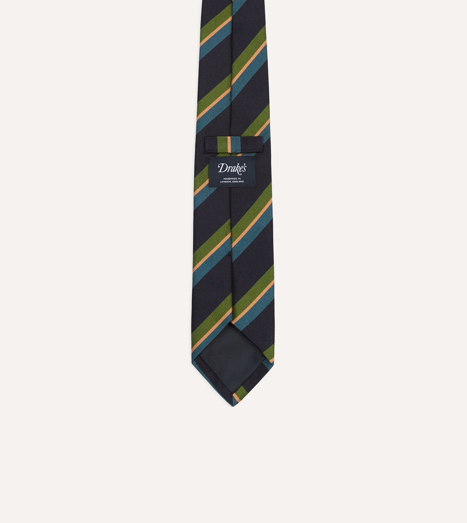 Navy, Green and Blue Sandwich Stripe Repp Silk Tipped Tie