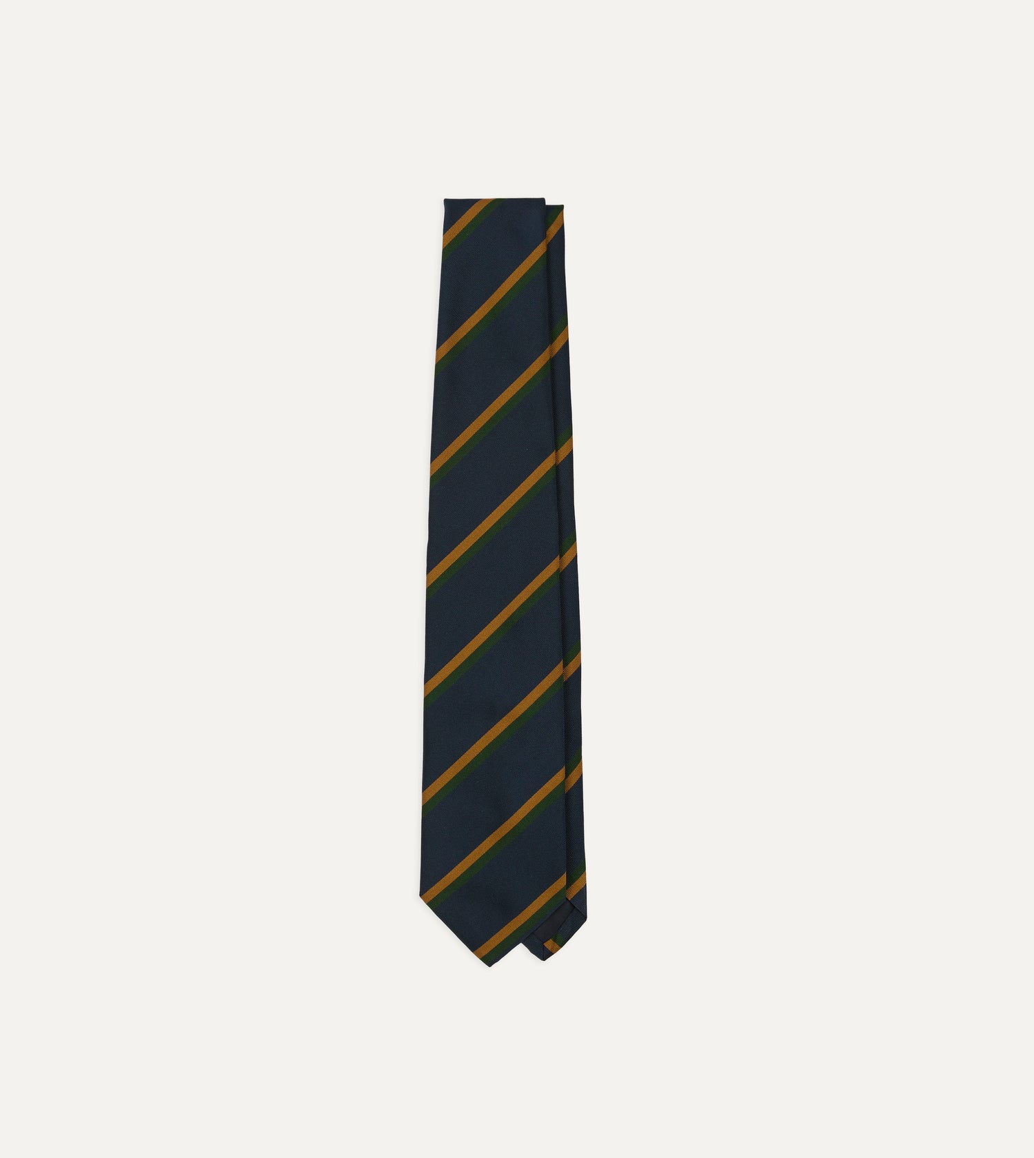 Navy, Yellow and Green Stripe Mogador Silk Tipped Tie