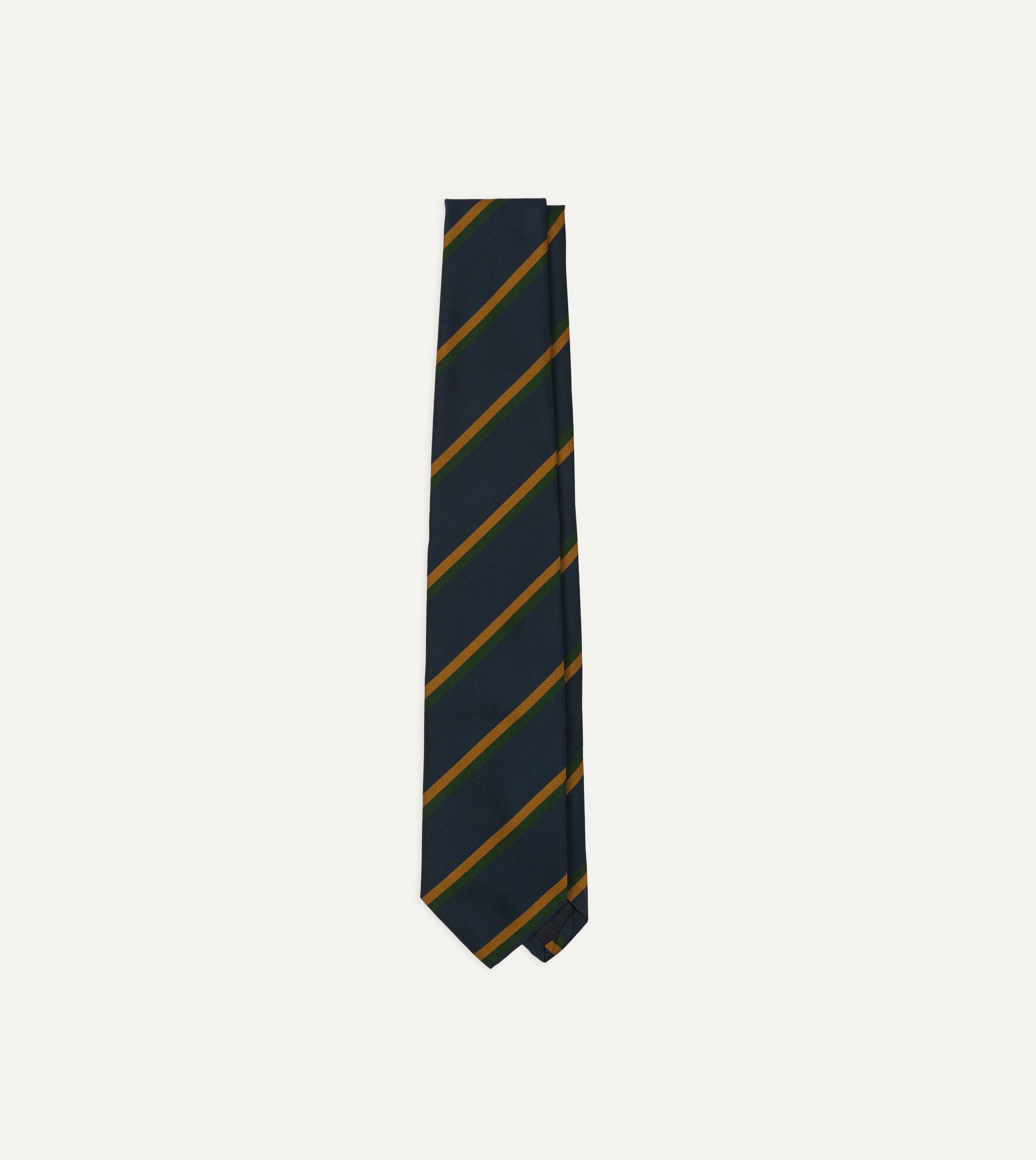 Navy, Yellow and Green Stripe Mogador Silk Tipped Tie