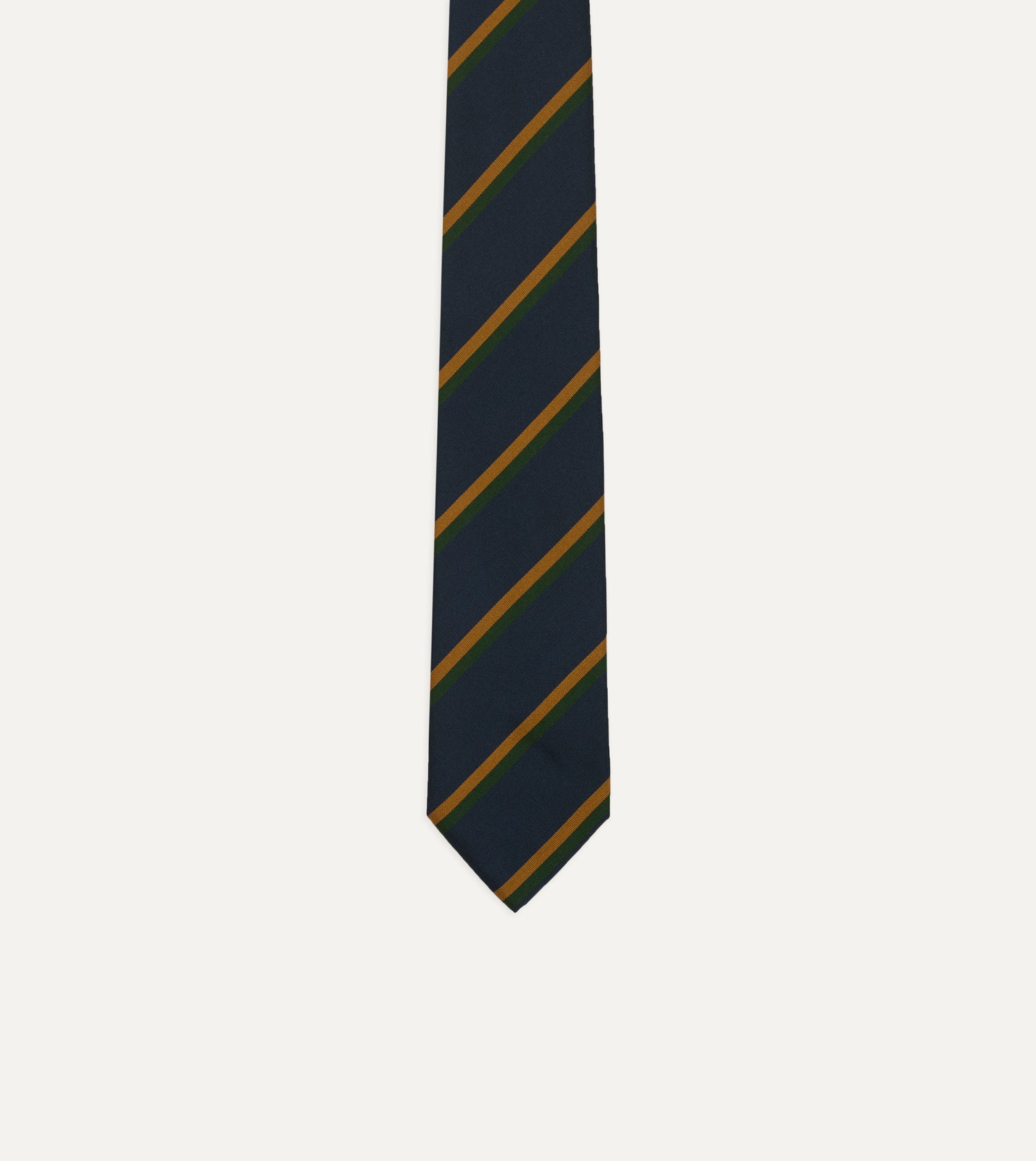 Navy, Yellow and Green Stripe Mogador Silk Tipped Tie