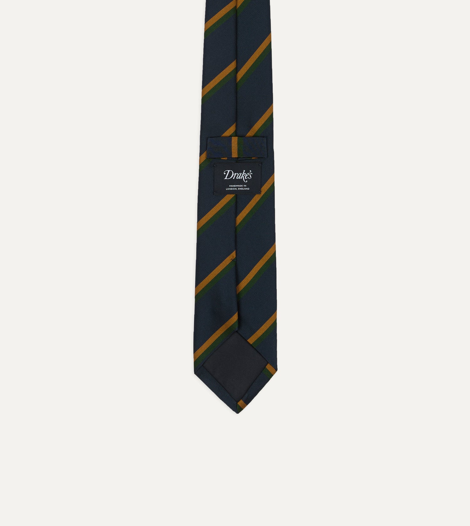 Navy, Yellow and Green Stripe Mogador Silk Tipped Tie