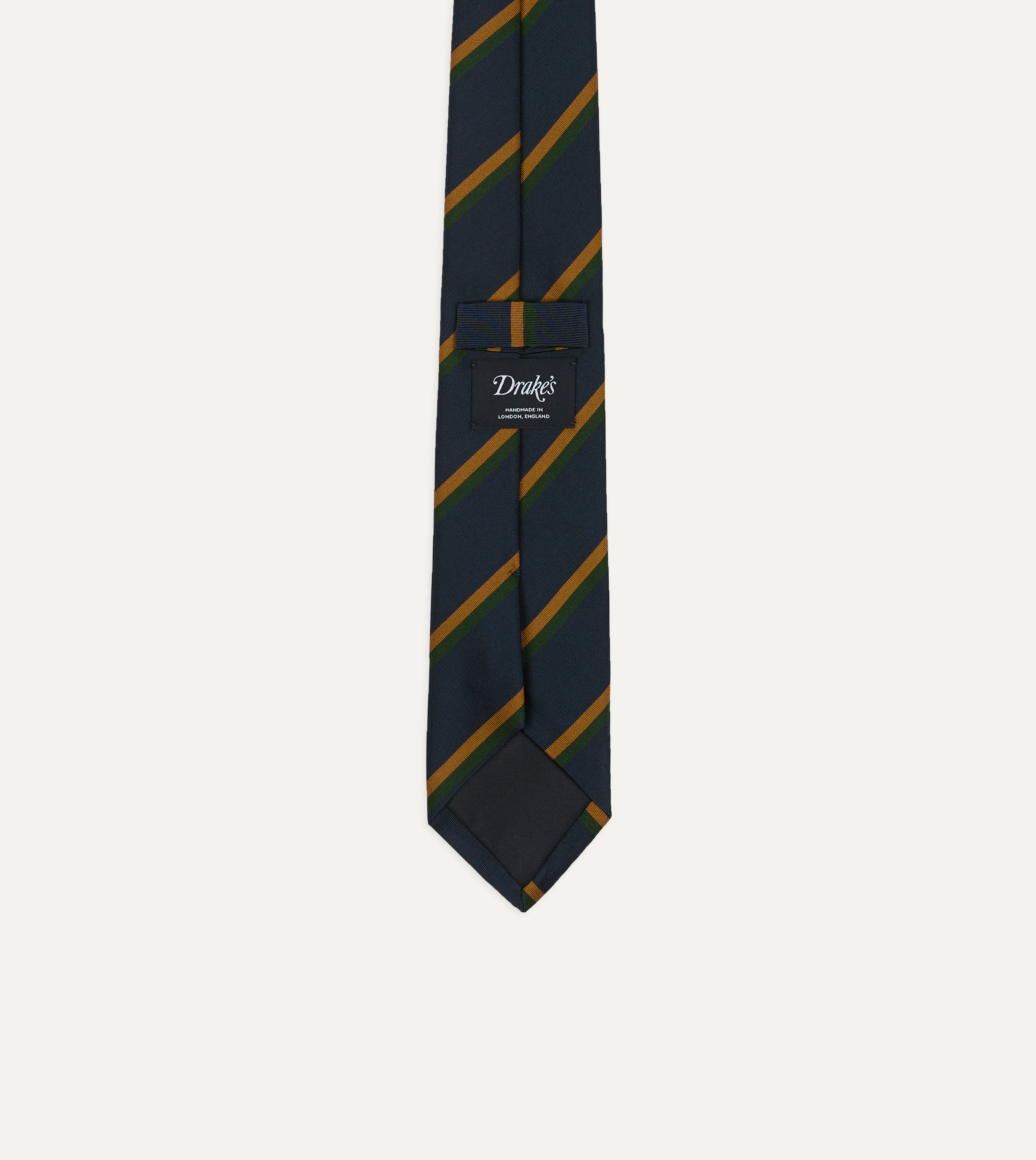 Navy, Yellow and Green Stripe Mogador Silk Tipped Tie